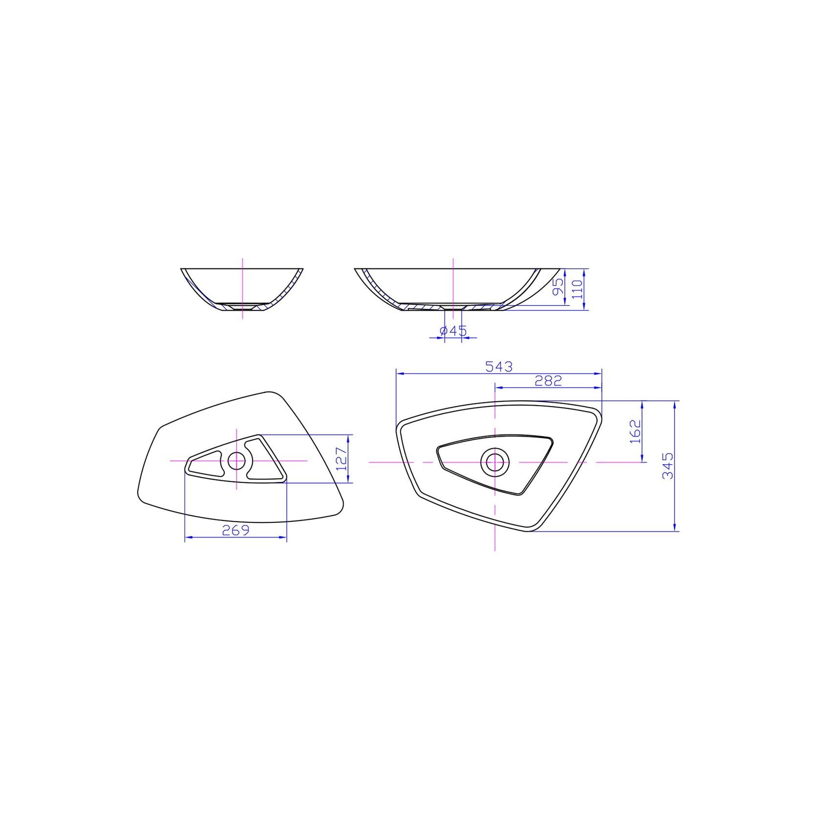 iStone Forme Basin 540mm Matte White gallery detail image