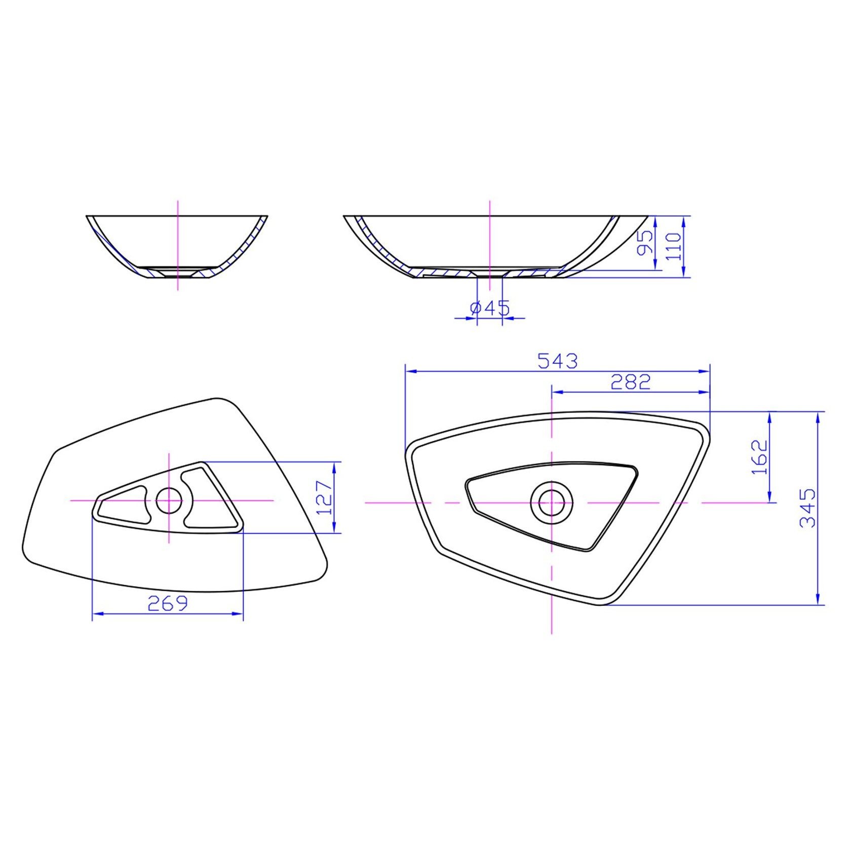 iStone Forme Basin 540mm Matte White gallery detail image