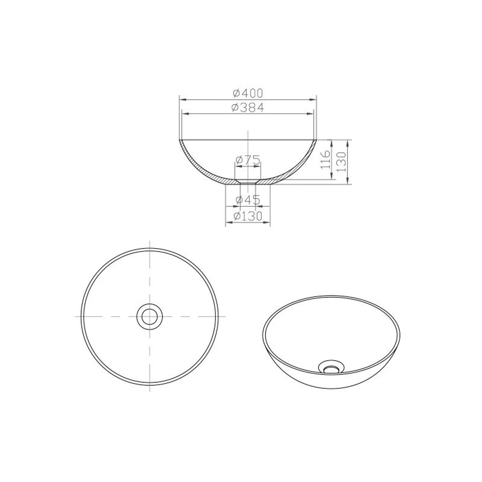 iStone Round Basin 400 x 130mm Metallic Silver gallery detail image