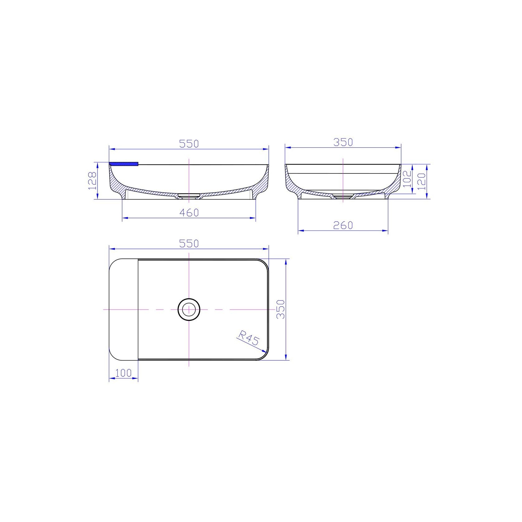 iStone Carre Basin 550mm Matte White (With Tray) gallery detail image