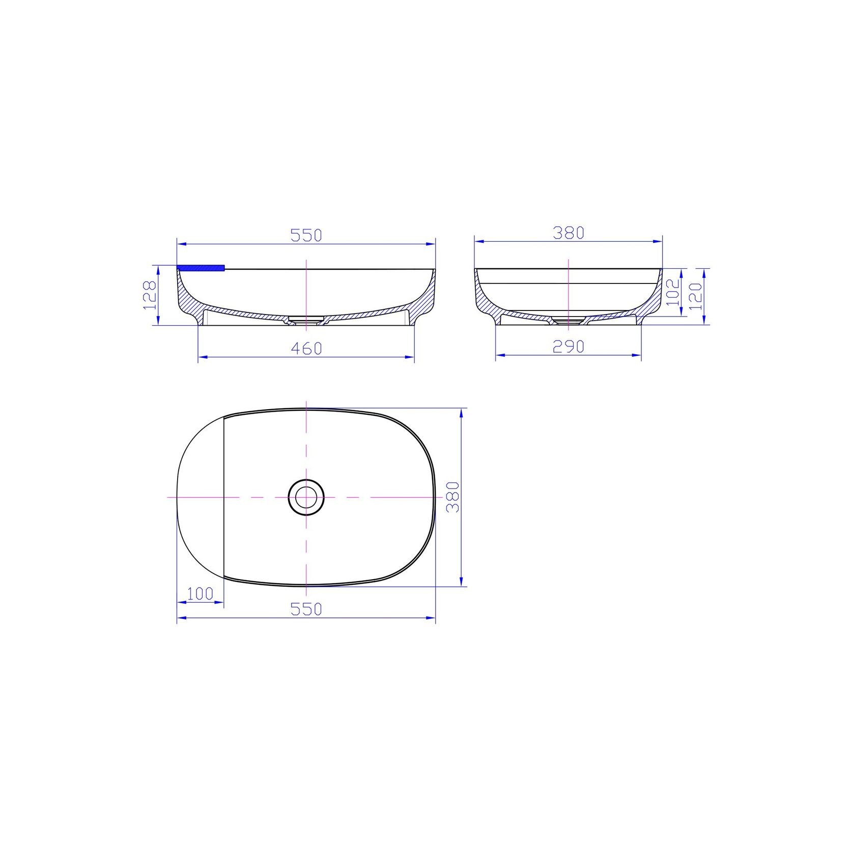 iStone Ovale Basin 550mm Matte White (With Tray) gallery detail image