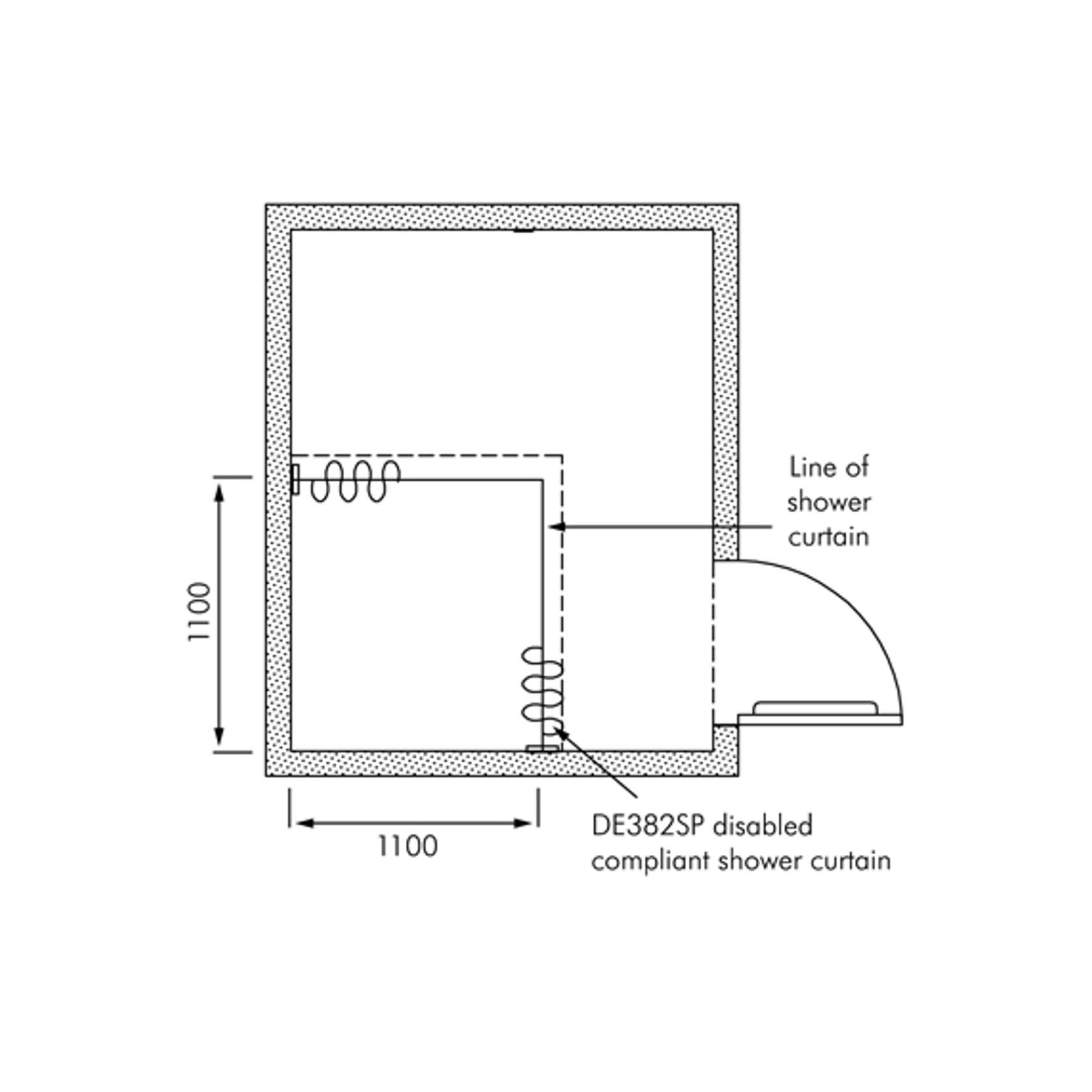 Delabie Accessible Corner Shower Curtain Rail Kit gallery detail image