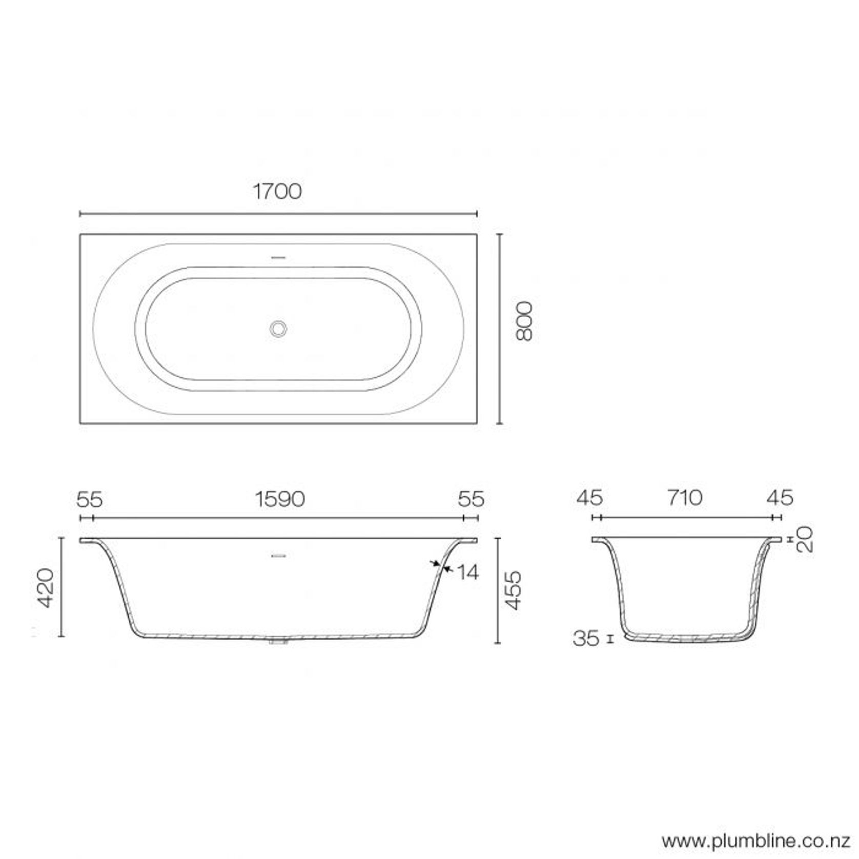 Spio 1700 Inset Bath gallery detail image