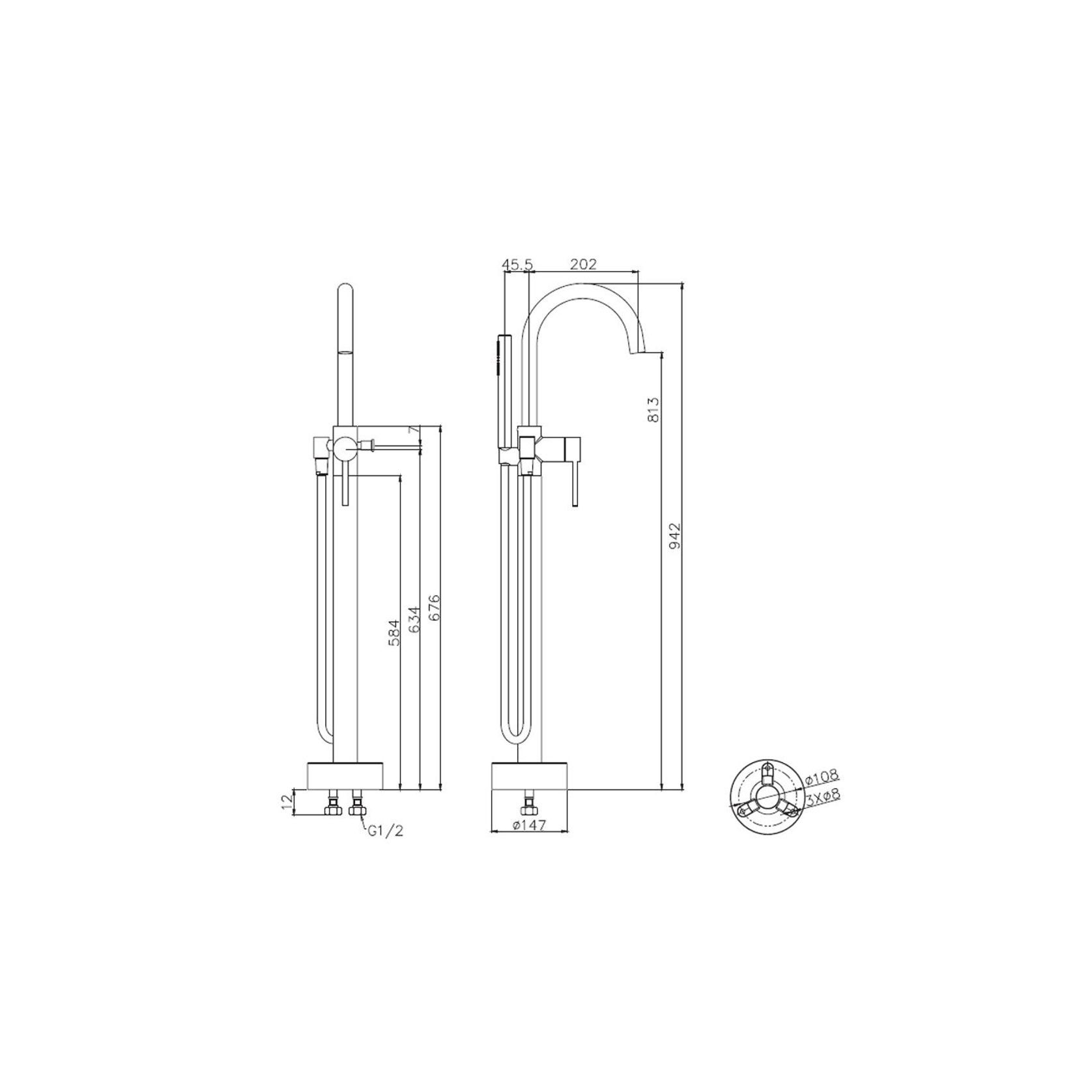 Uno Bath Column With Hand Shower gallery detail image
