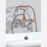 The Water Monopoly - Rockwell Wall-Mounted Bath Mixer With Handshower & Metal/Coloured Crosshead Taps gallery detail image