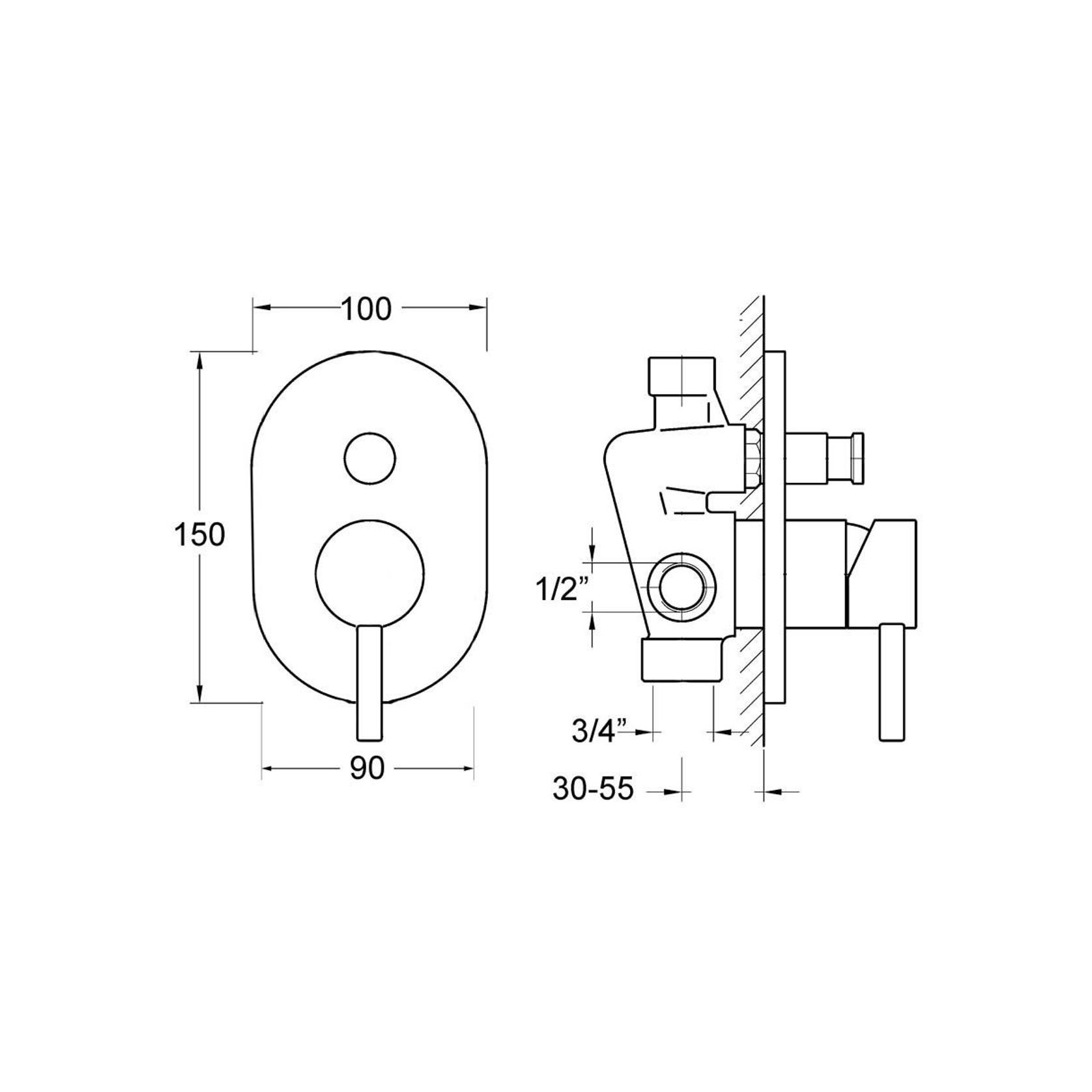 Shower Divert Mixer Satin Black gallery detail image