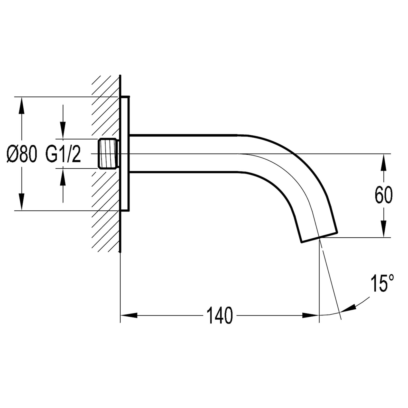 Elisa Wall Mounted Short Bath Spout Chrome gallery detail image