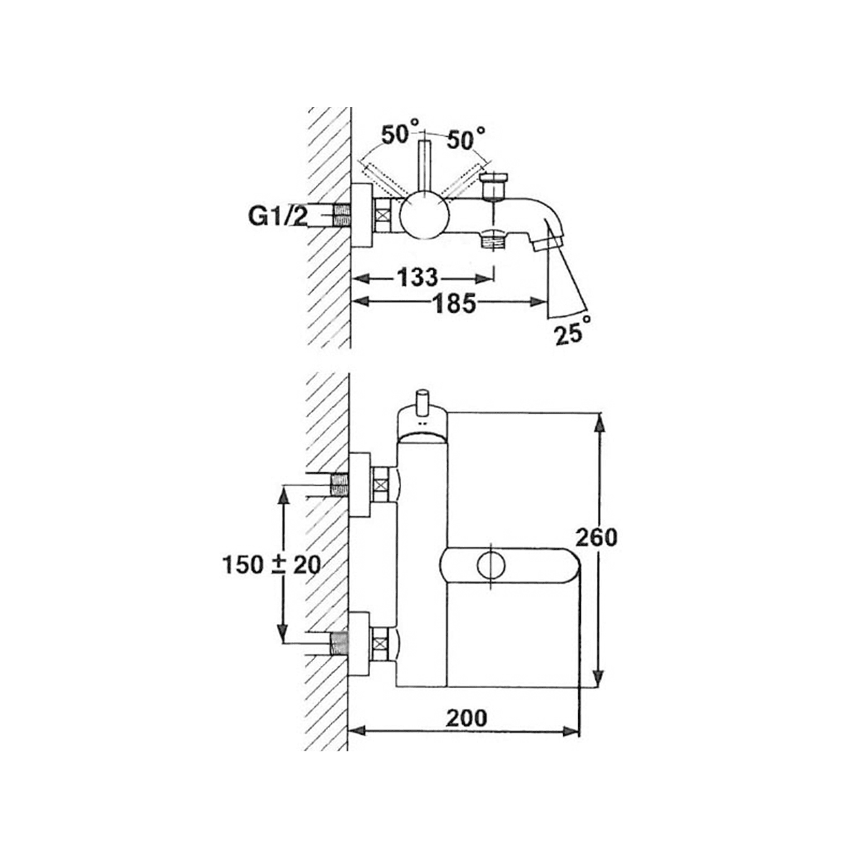 Elisa Wall Mounted Bath Mixer and Shower Set Chrome gallery detail image