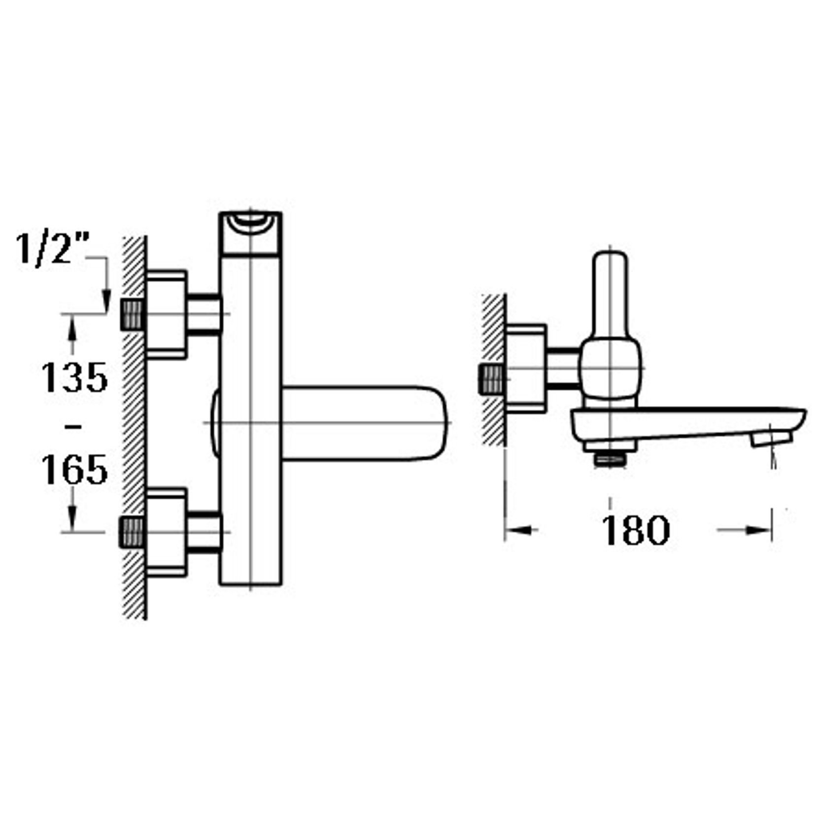 Modern Wall Mounted Bath Mixer and Shower Set Chrome gallery detail image
