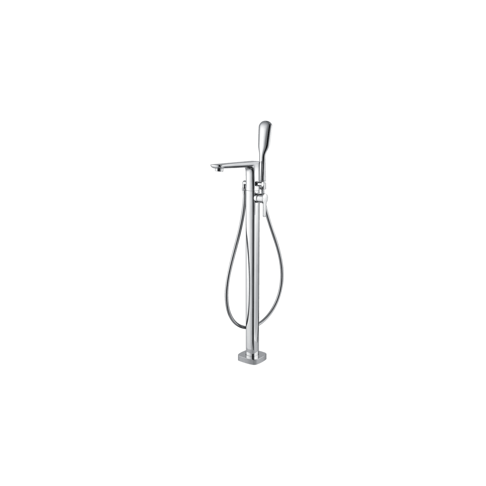 Modern Floor Mounted Bath Mixer and Shower Set Chrome gallery detail image