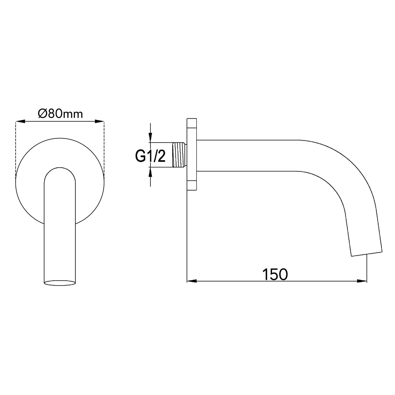 Urban Wall Mounted Short Bath Spout Brushed Stainless gallery detail image