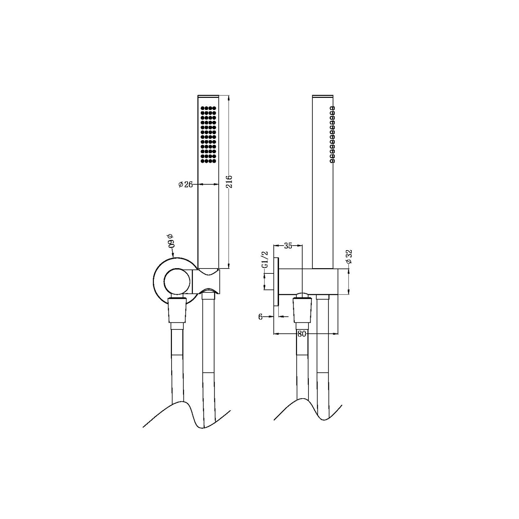 Zen SS316L Shower On Bracket | Brushed Nickel gallery detail image