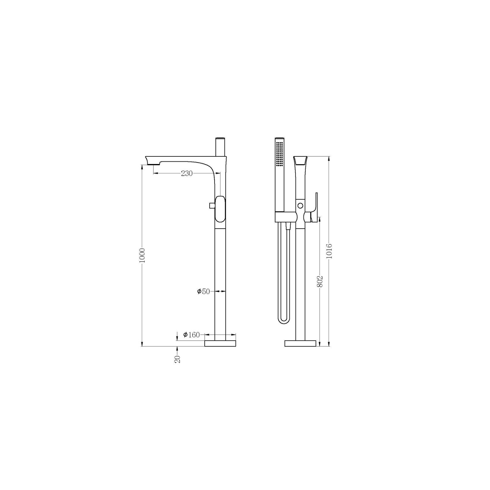 Bianca Bath Mixer & Hand Shower | Matte Black gallery detail image