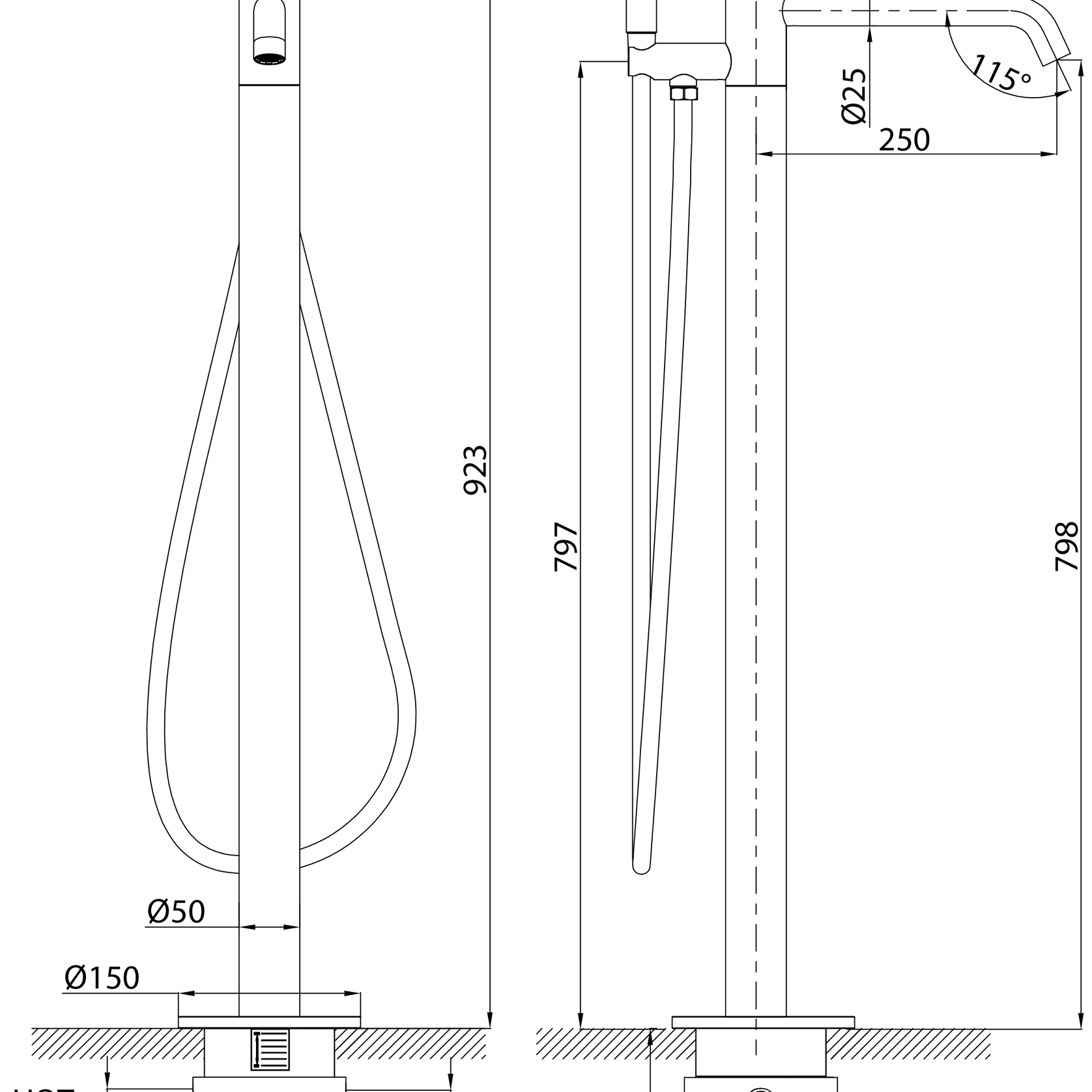 Storm Floor Mounted Bath Mixer with Hand Shower gallery detail image