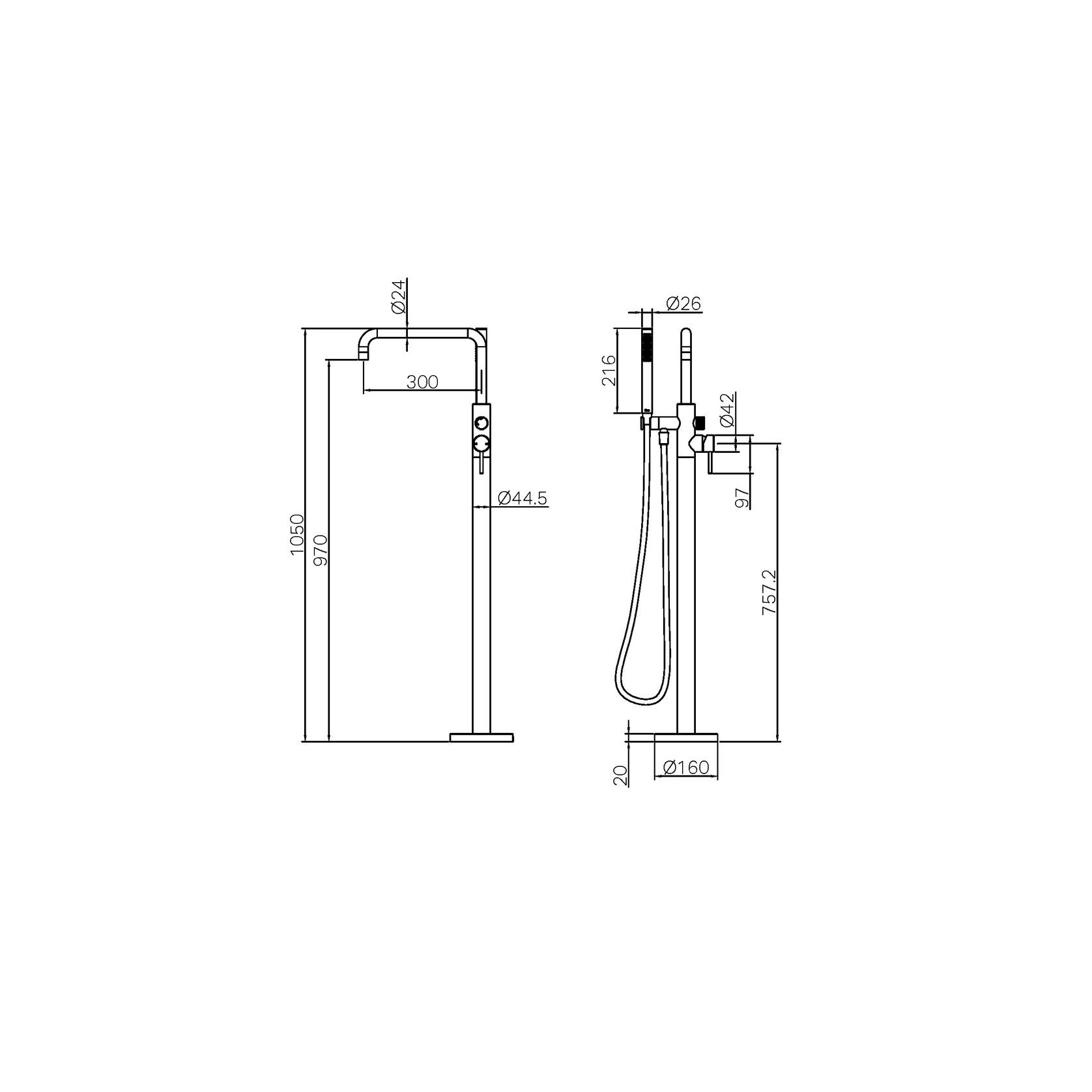 Zen SS316L Freestanding Bath Mixer | Brushed Nickel gallery detail image