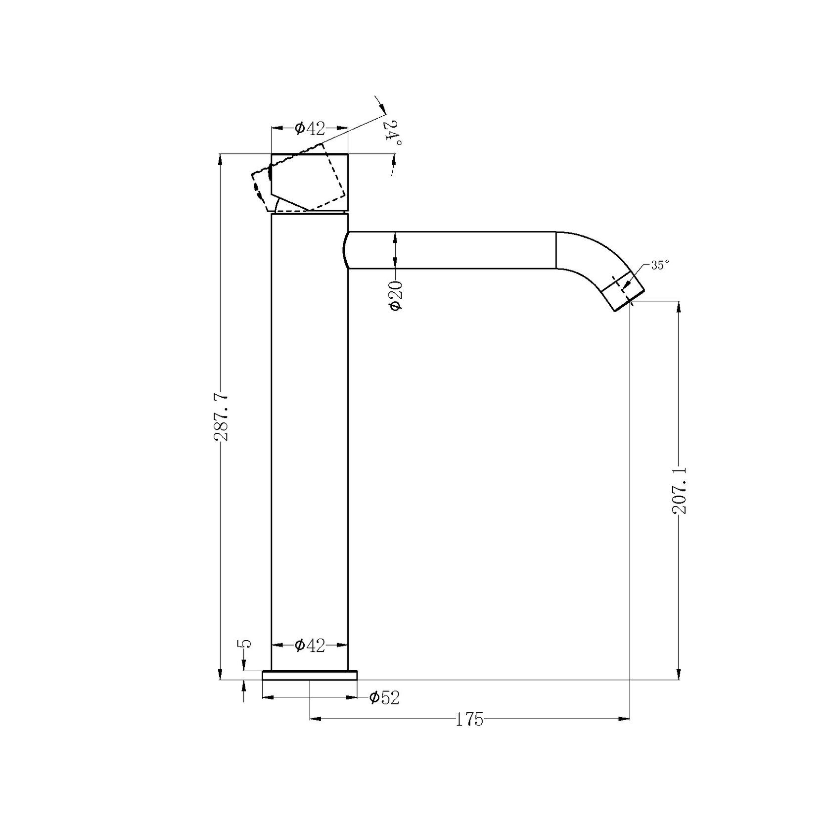 Zen SS316L Tall Basin Mixer Handless | Graphite gallery detail image
