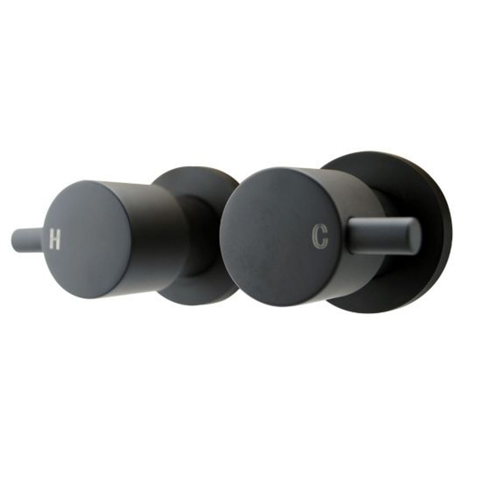 OX0007.ST | Round Black Shower Wall Taps gallery detail image