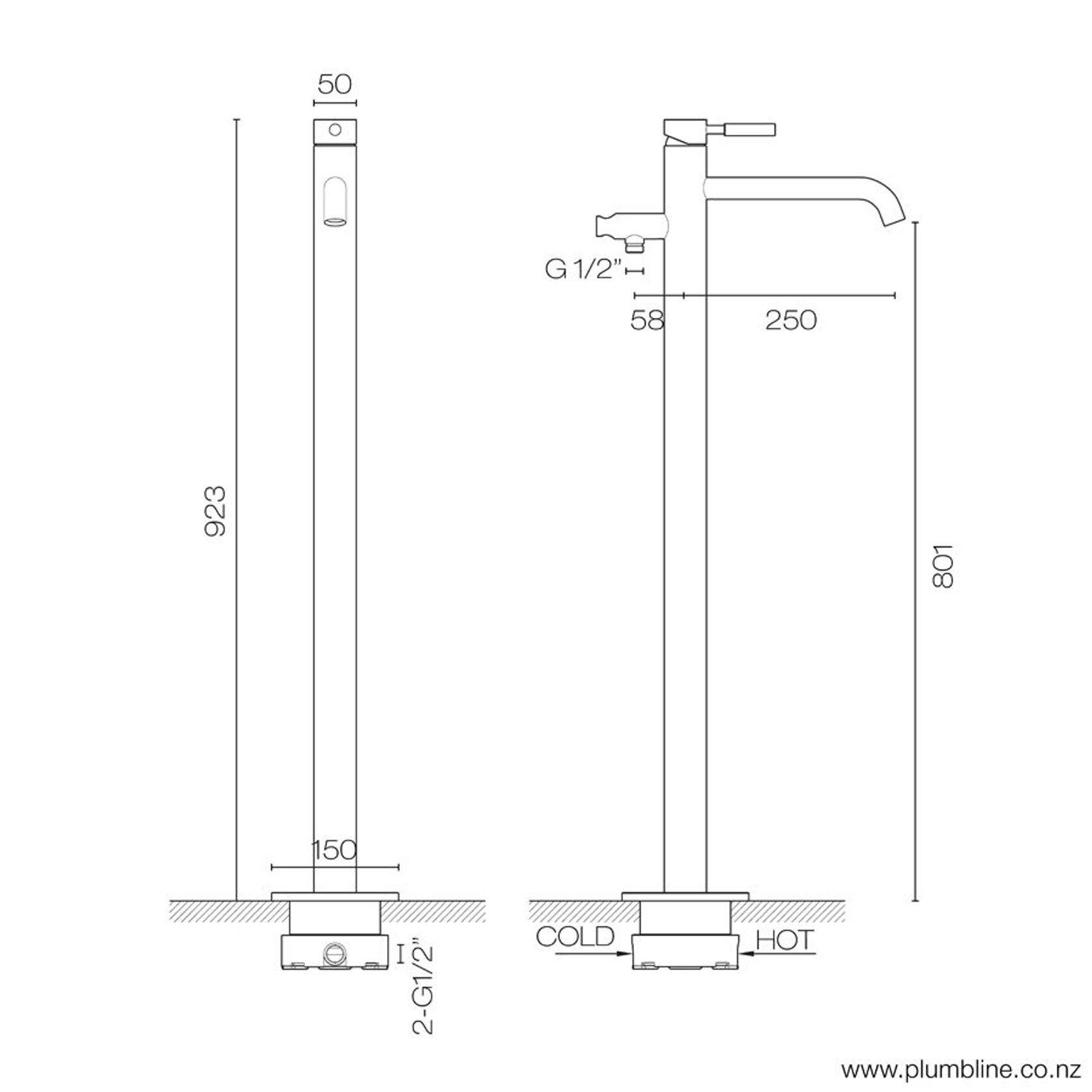 Swiss Floor Mount Bath Filler & Handshower gallery detail image