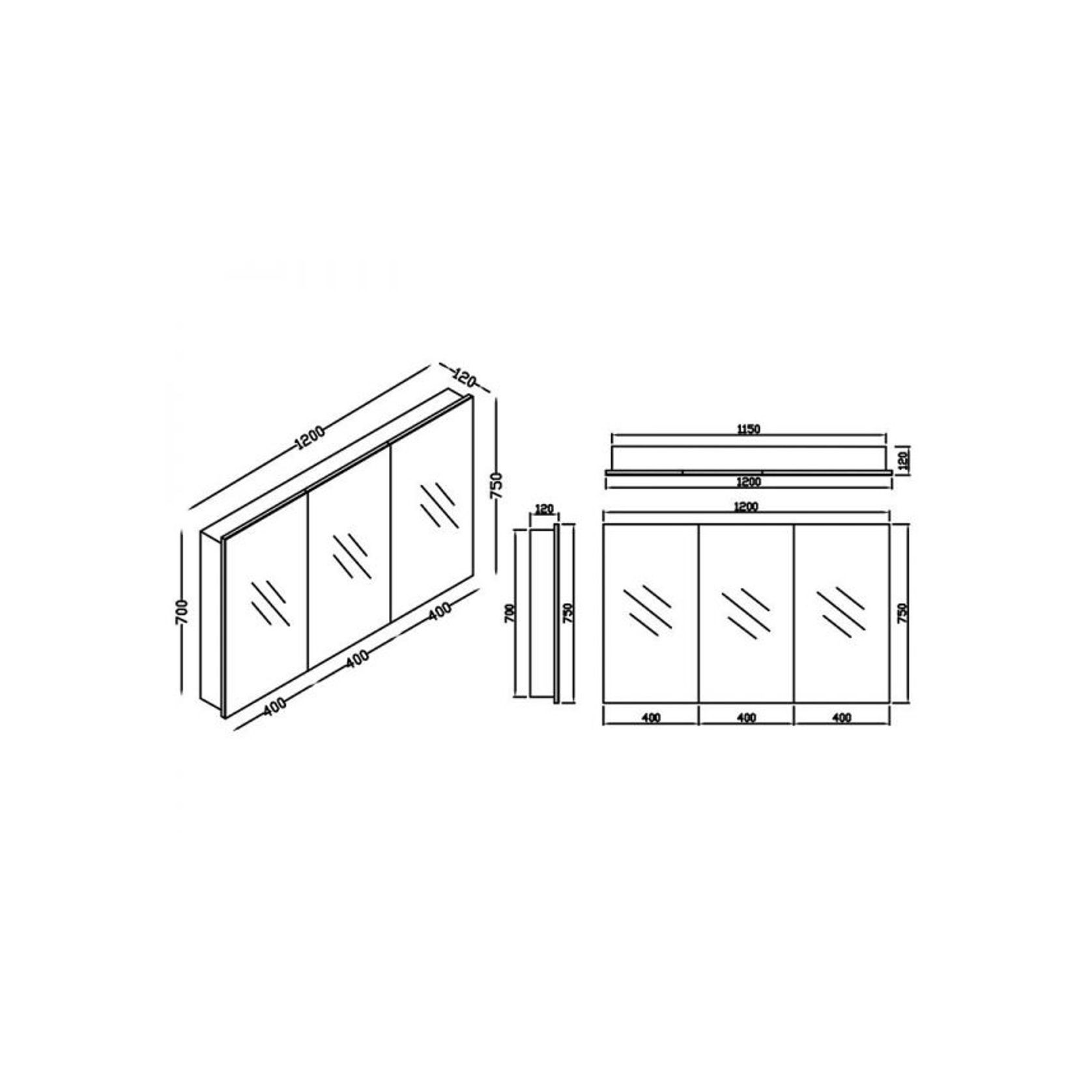 Kzoao 1200mm Mirror Cabinet Gloss White gallery detail image