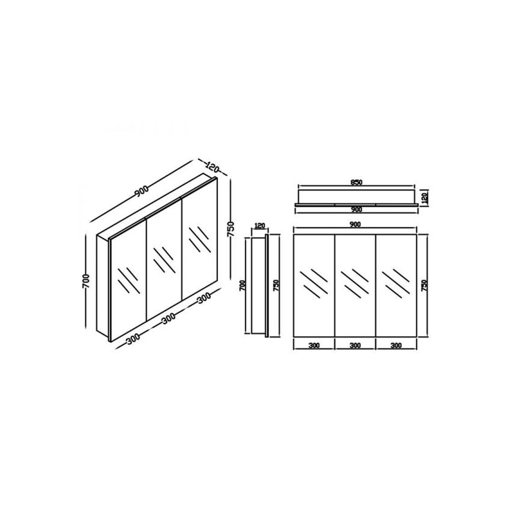 Kzoao 900mm Mirror Cabinet Gloss White gallery detail image