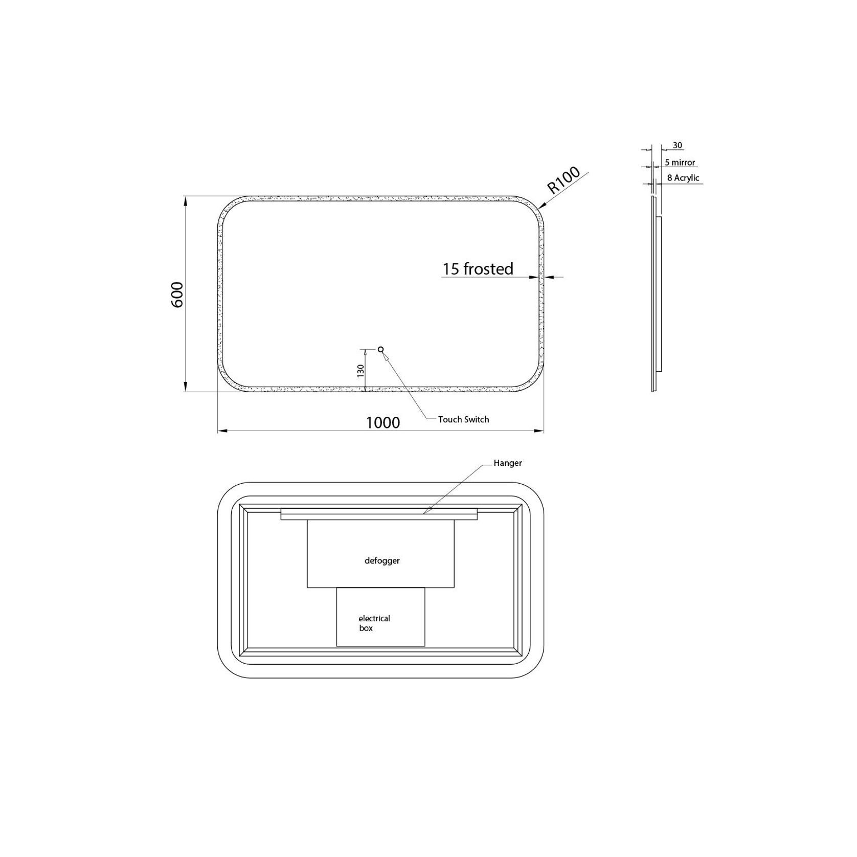 Verre 1000 x 600mm Rectangular Mirror gallery detail image