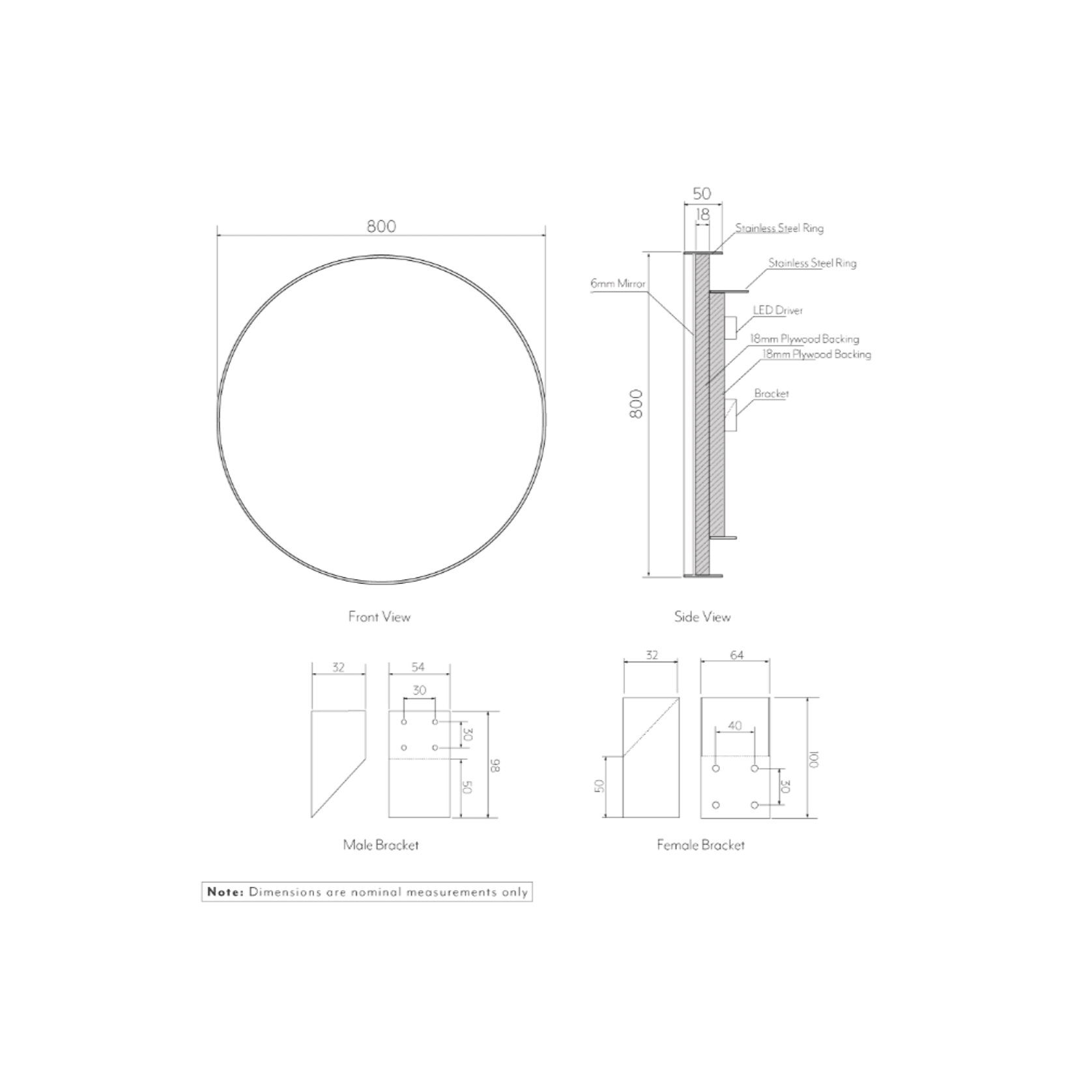 Saanti Handmade Double Trim LED Mirror 800mm gallery detail image