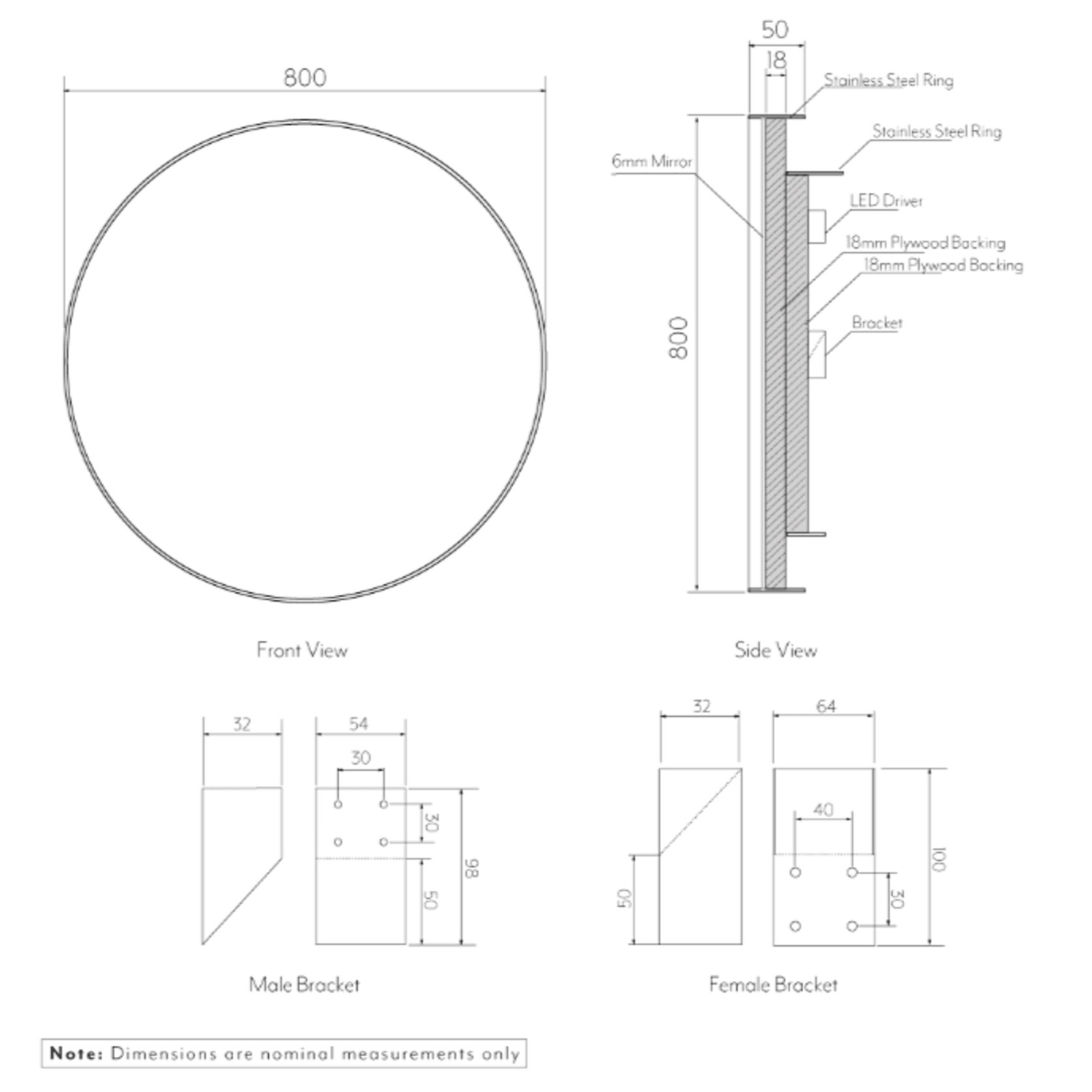 Saanti Handmade Double Trim LED Mirror 800mm gallery detail image