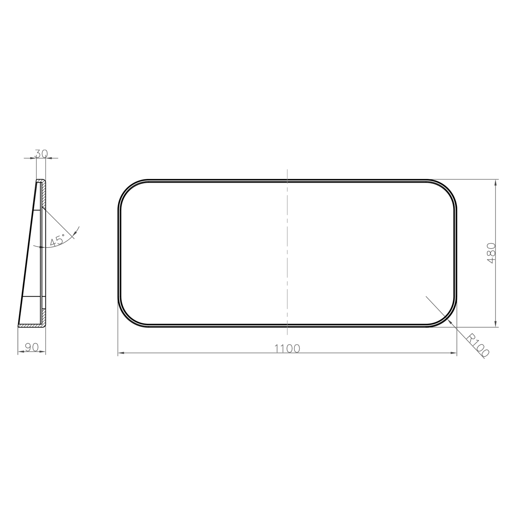 iStone 1100mm Rectangular Mirror with Shelf Matte Black gallery detail image