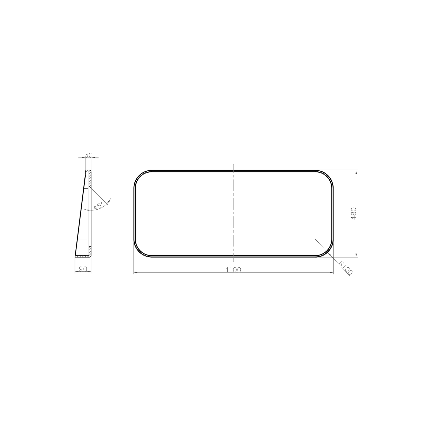 iStone 1100mm Rectangular Mirror with Shelf Gloss White gallery detail image