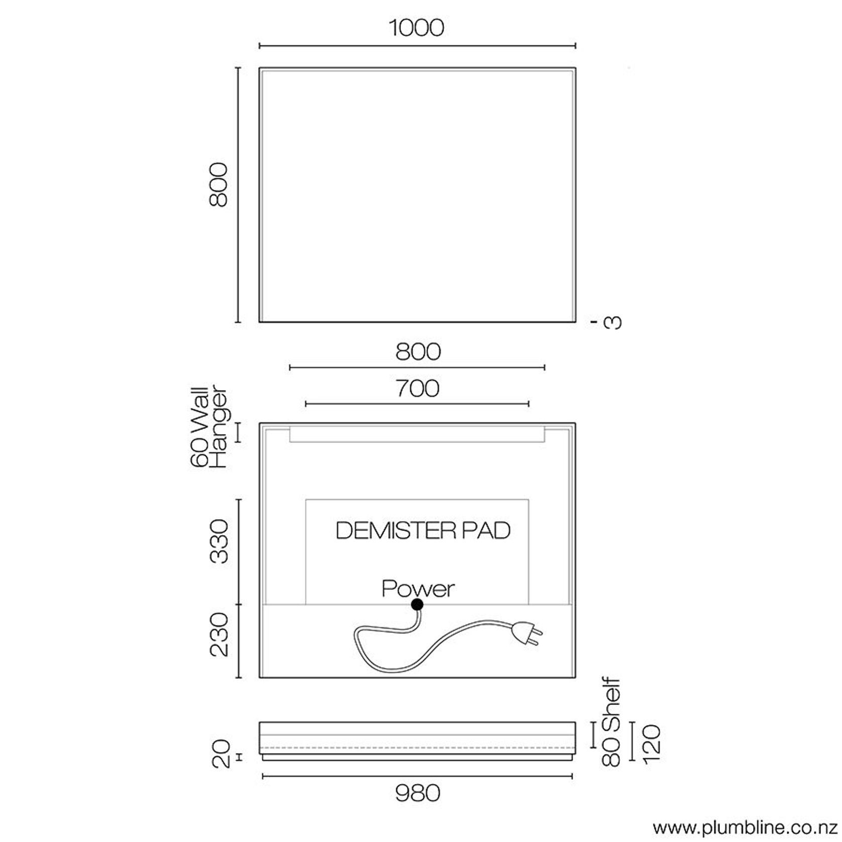 Frame 1000 LED Mirror With Shelf gallery detail image