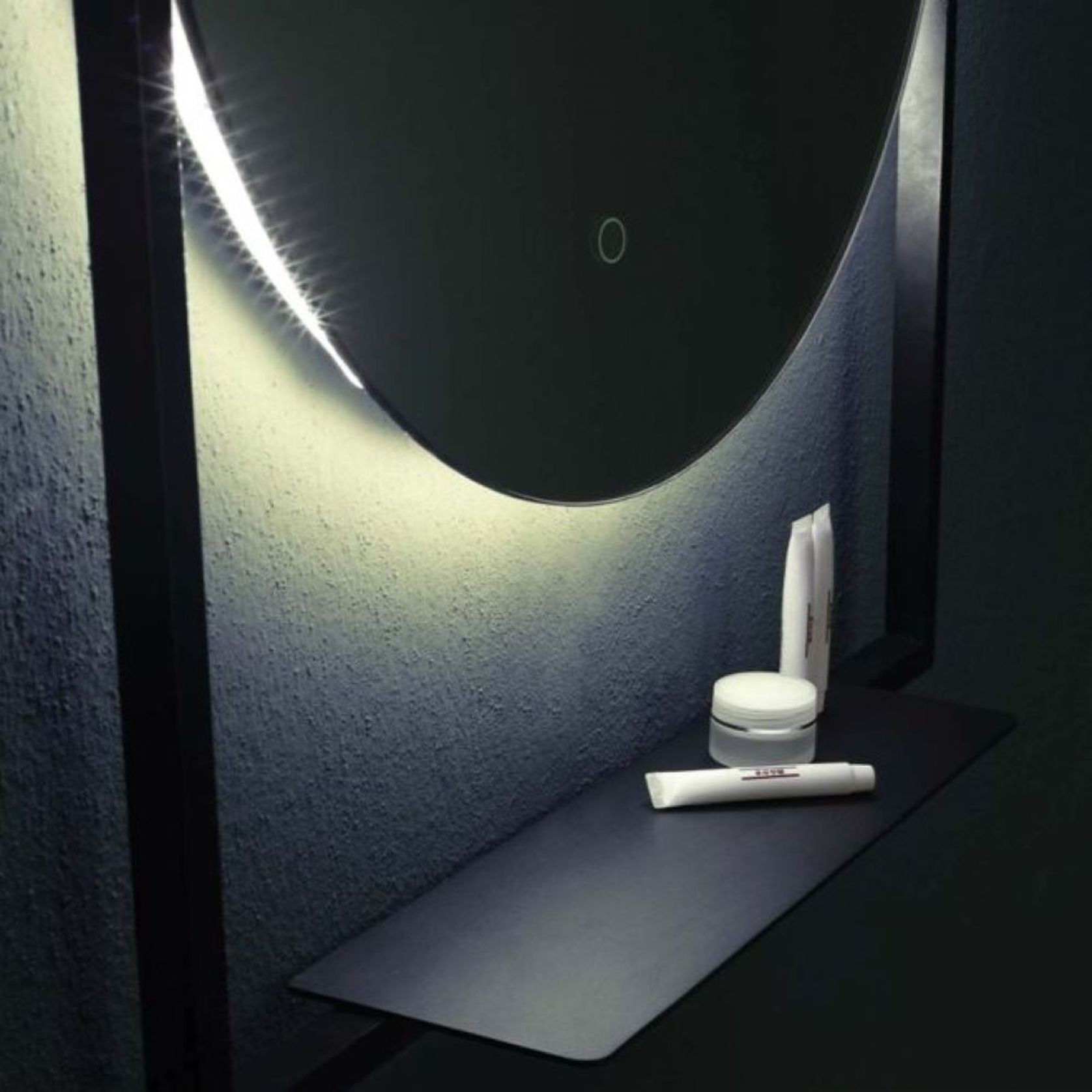 Frame Round LED Mirror with Shelf gallery detail image