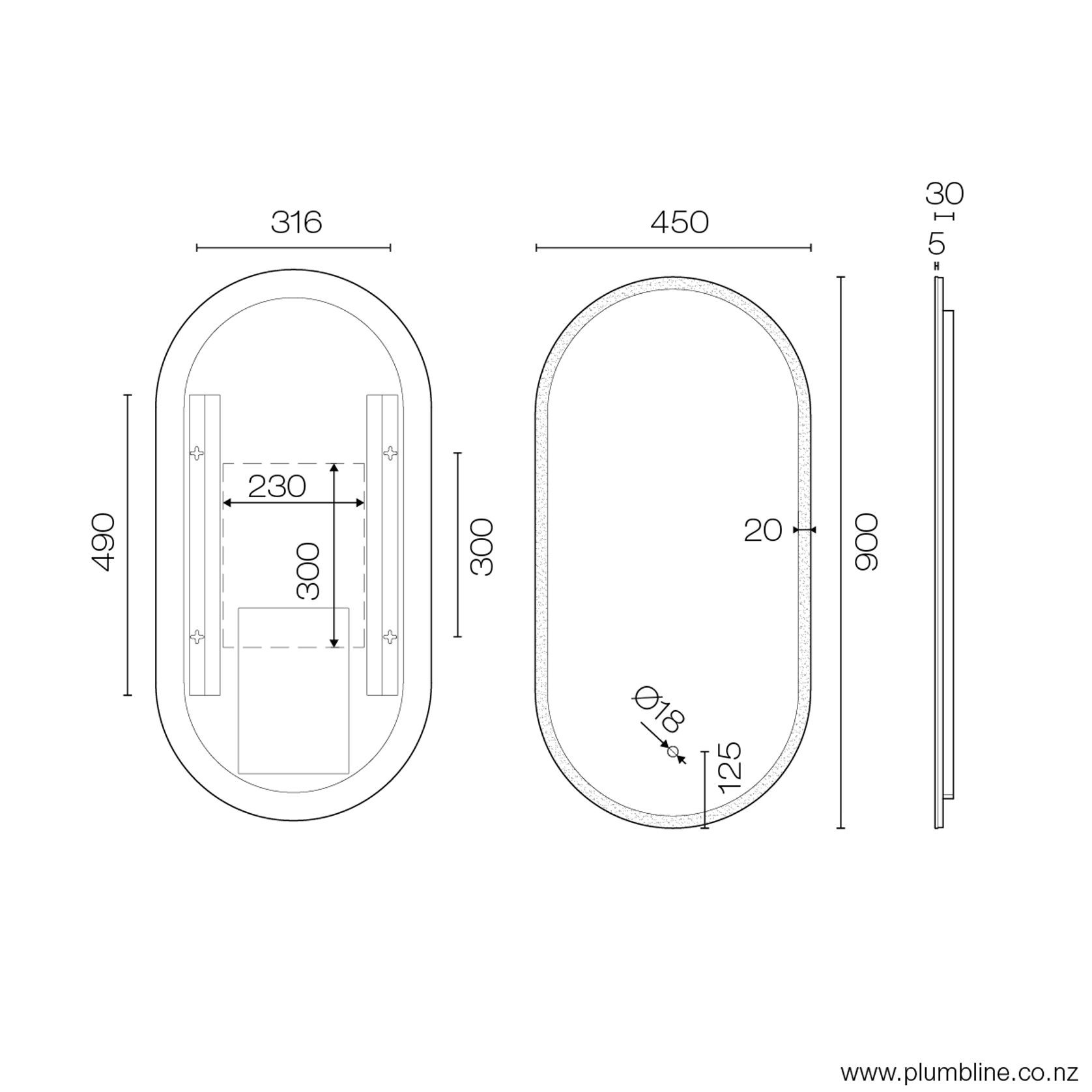 Starlight Pill LED Wall Mirror gallery detail image