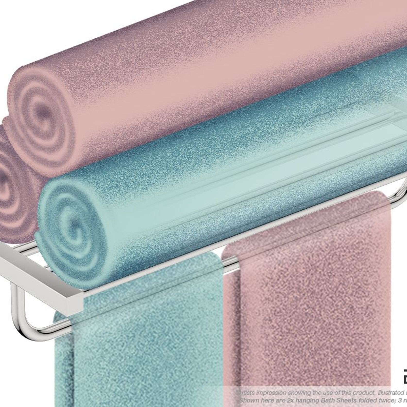 8593 Towel Shelf with Hang Bar 650mm gallery detail image