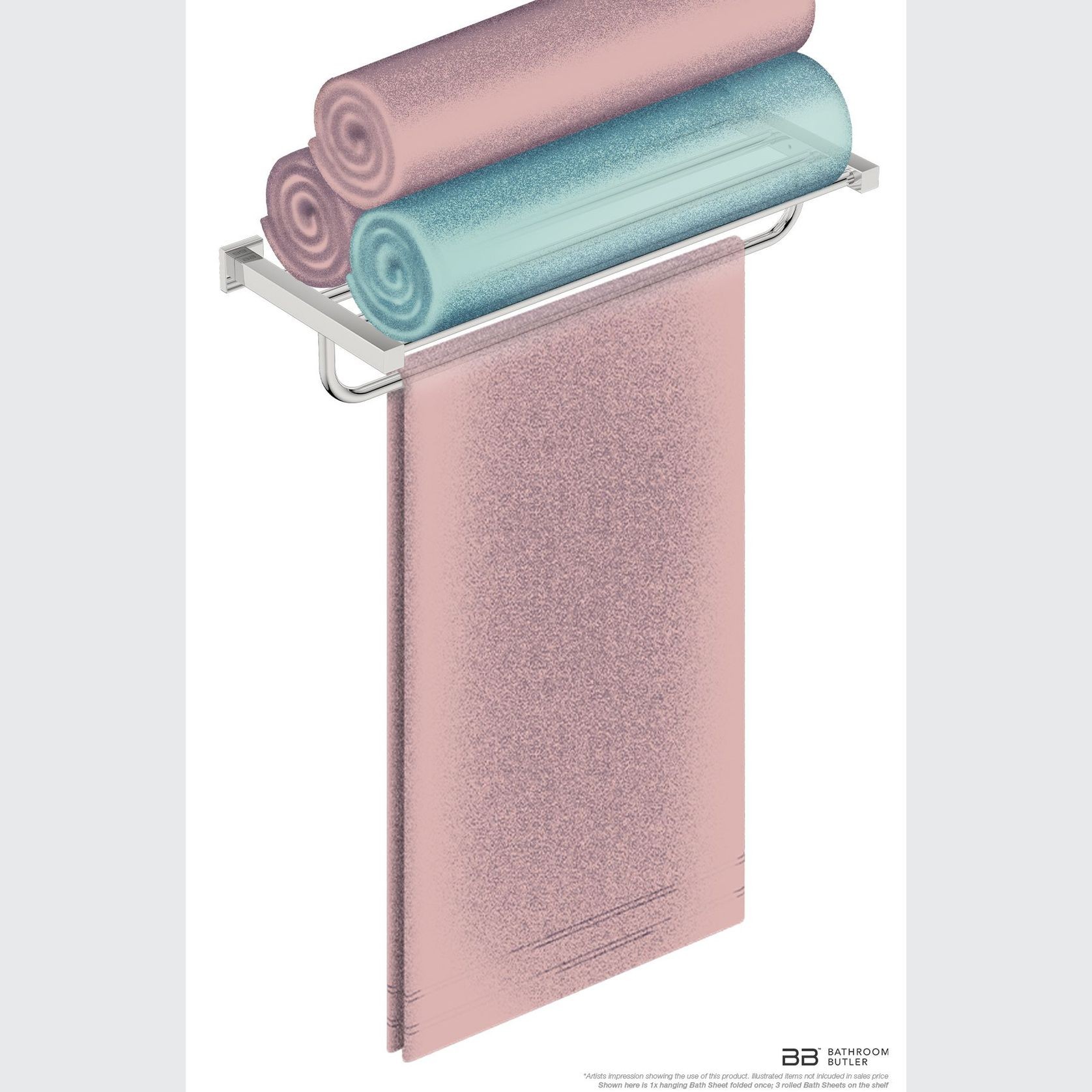 8593 Towel Shelf with Hang Bar 650mm gallery detail image