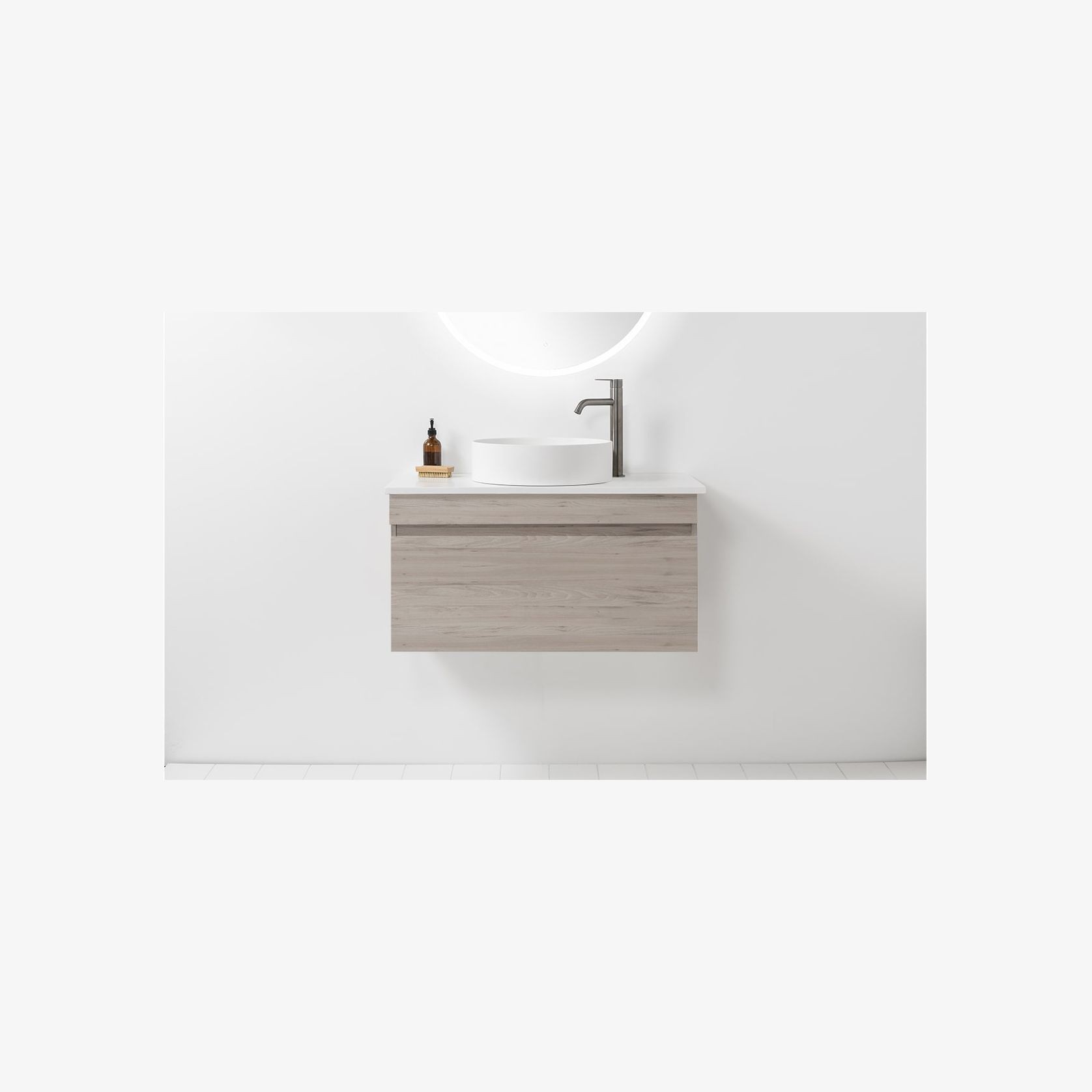 Soft Solid Surface Wall-Hung Vanity, 1 Drawer gallery detail image