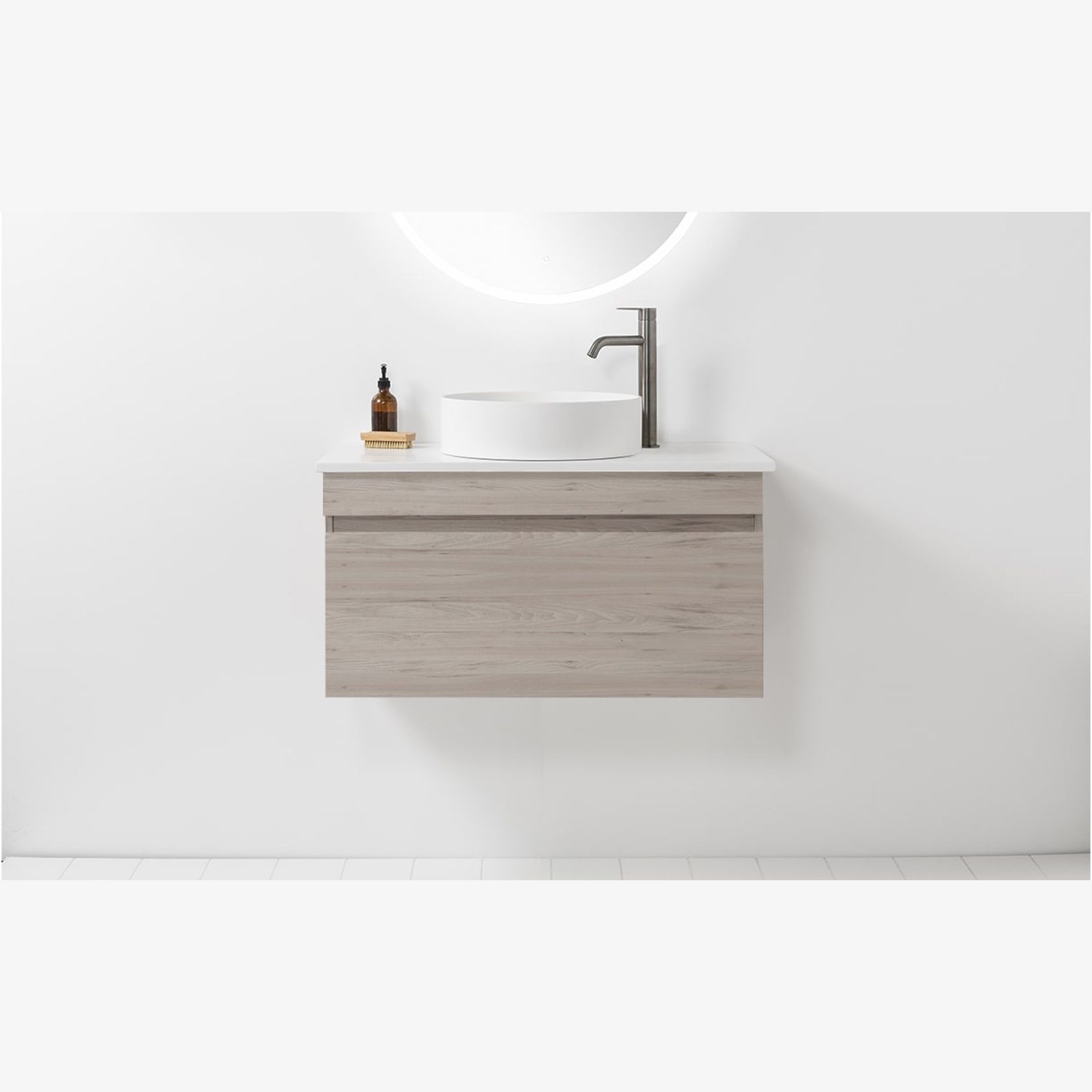 Soft Solid Surface Wall-Hung Vanity, 1 Drawer gallery detail image