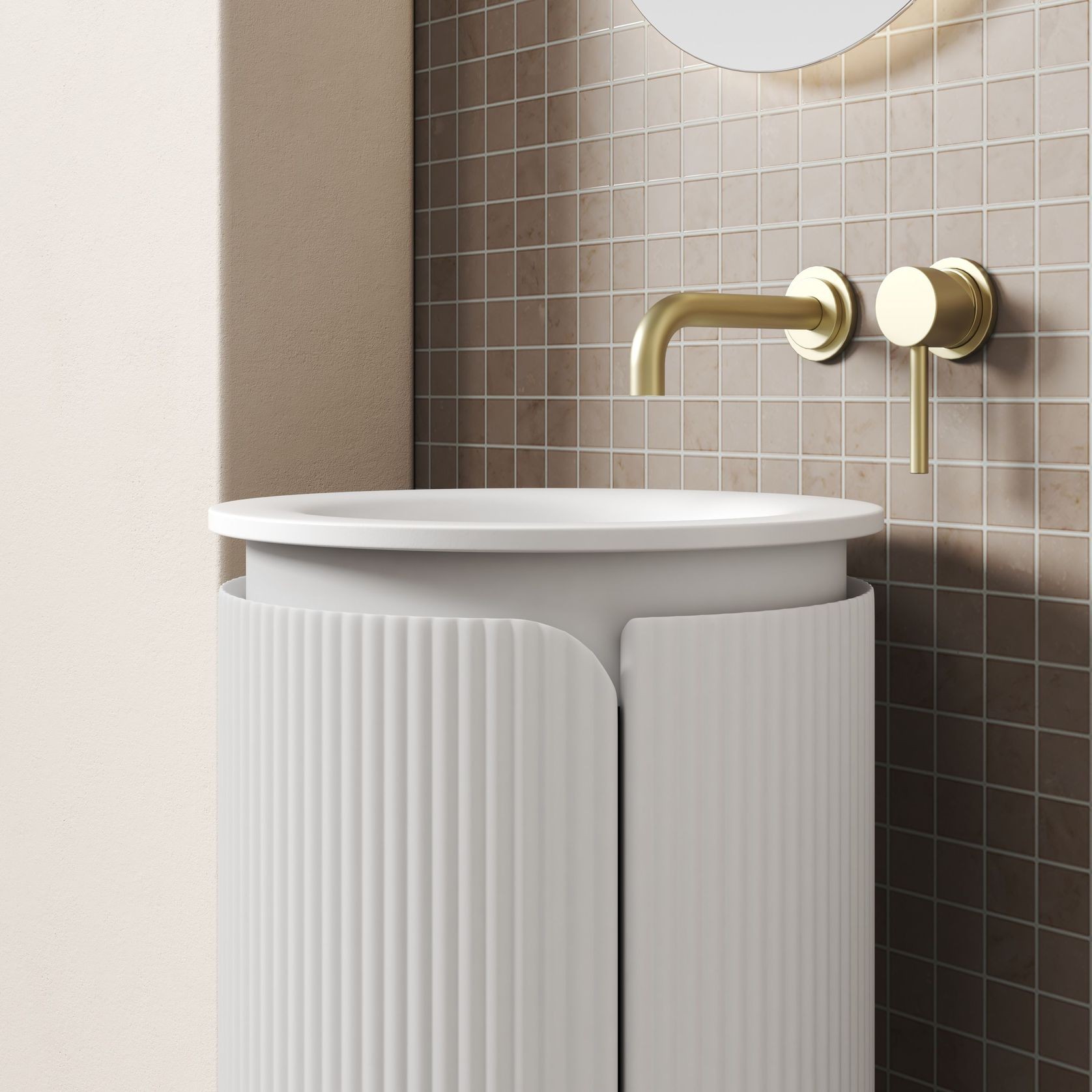 Aulic Civaro Floor Standing Matte White Pillar Cabinet gallery detail image