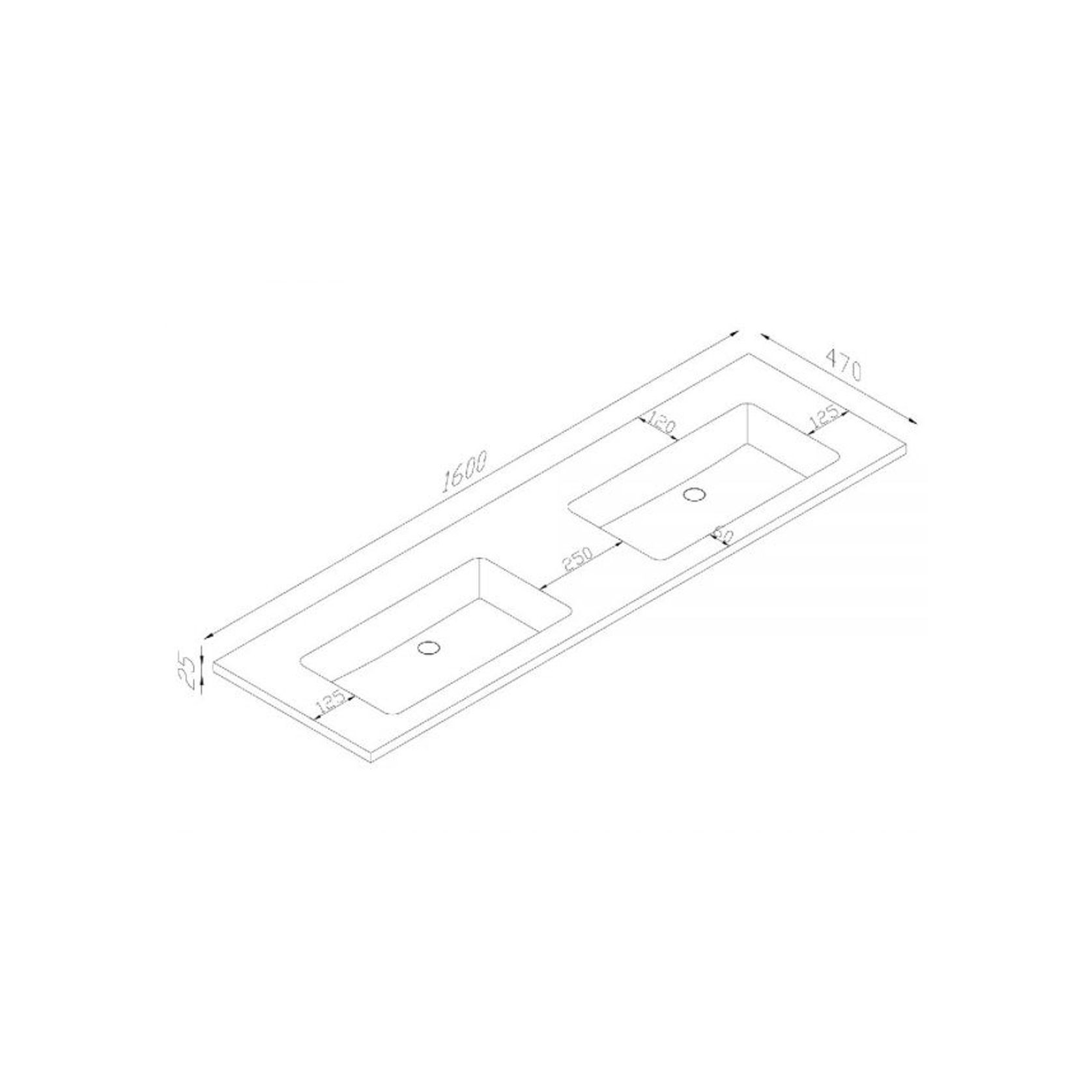 Kzoao 1600mm Honed Dual Bowl Lexus Top Matte White gallery detail image