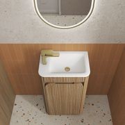 Aulic Mini Hartelle Fluted Floor Standing Oak Cabinet gallery detail image