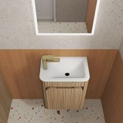 AulicMini Hartelle Fluted Wall Hung Harvest Oak Cabinet gallery detail image