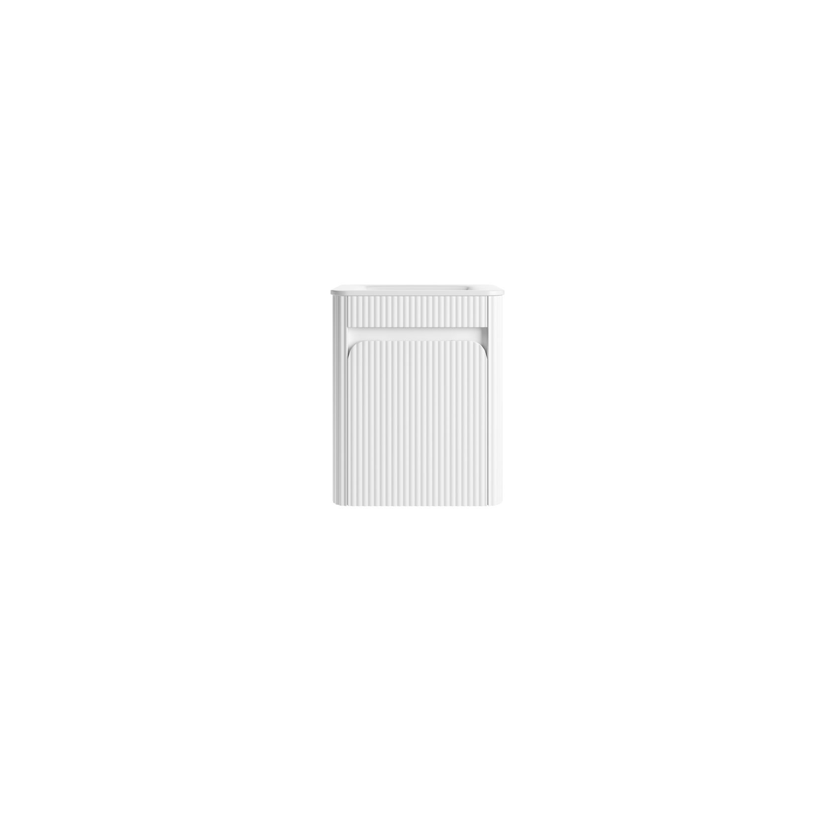 Aulic Mini Hartelle Fluted Wall Hung Matte White Vanity gallery detail image