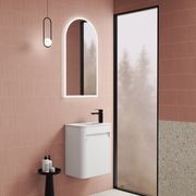 Aulic Mini Hartelle Fluted Wall Hung Matte White Vanity gallery detail image