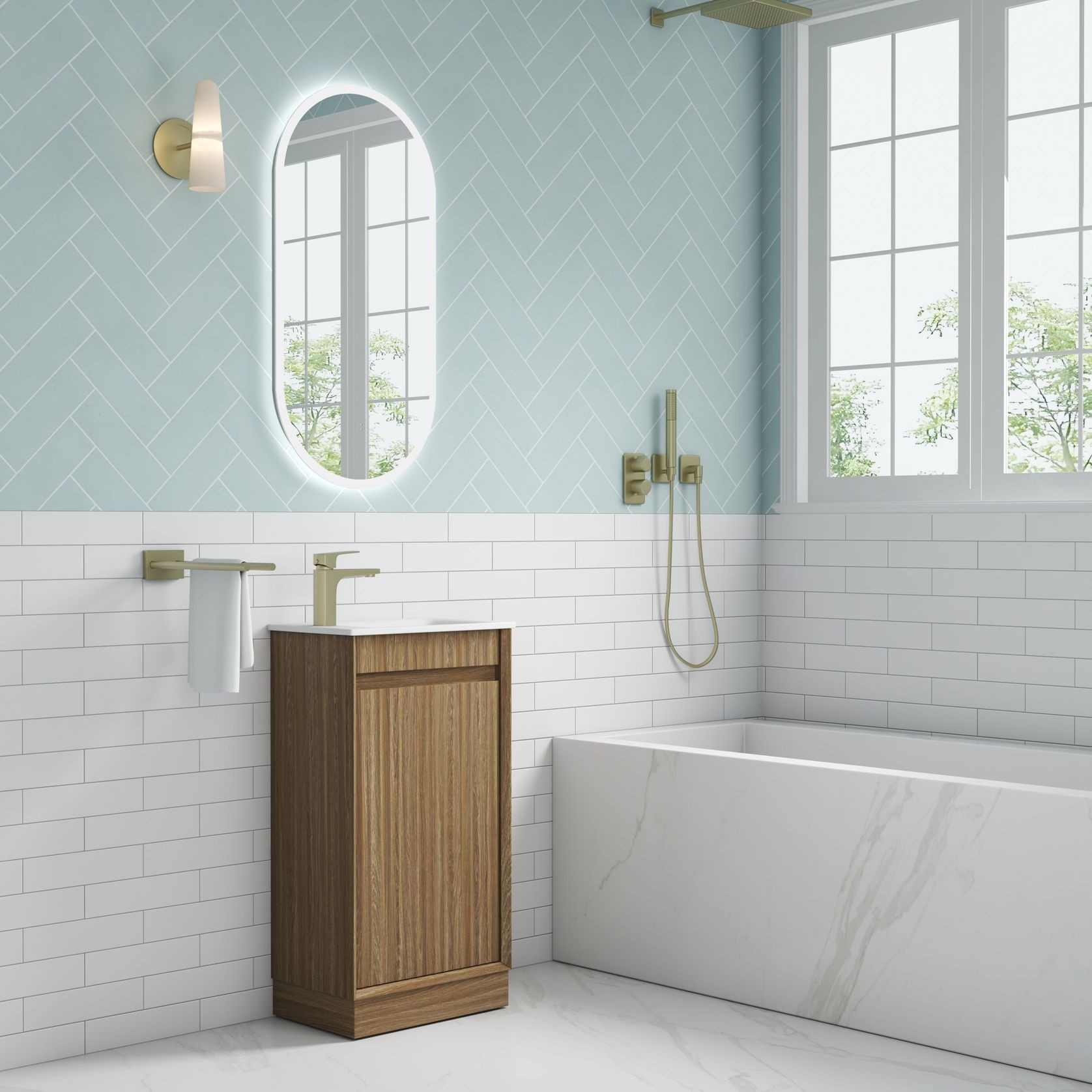 Aulic Mini Ravia Fluted Harvest Oak Cabinet gallery detail image