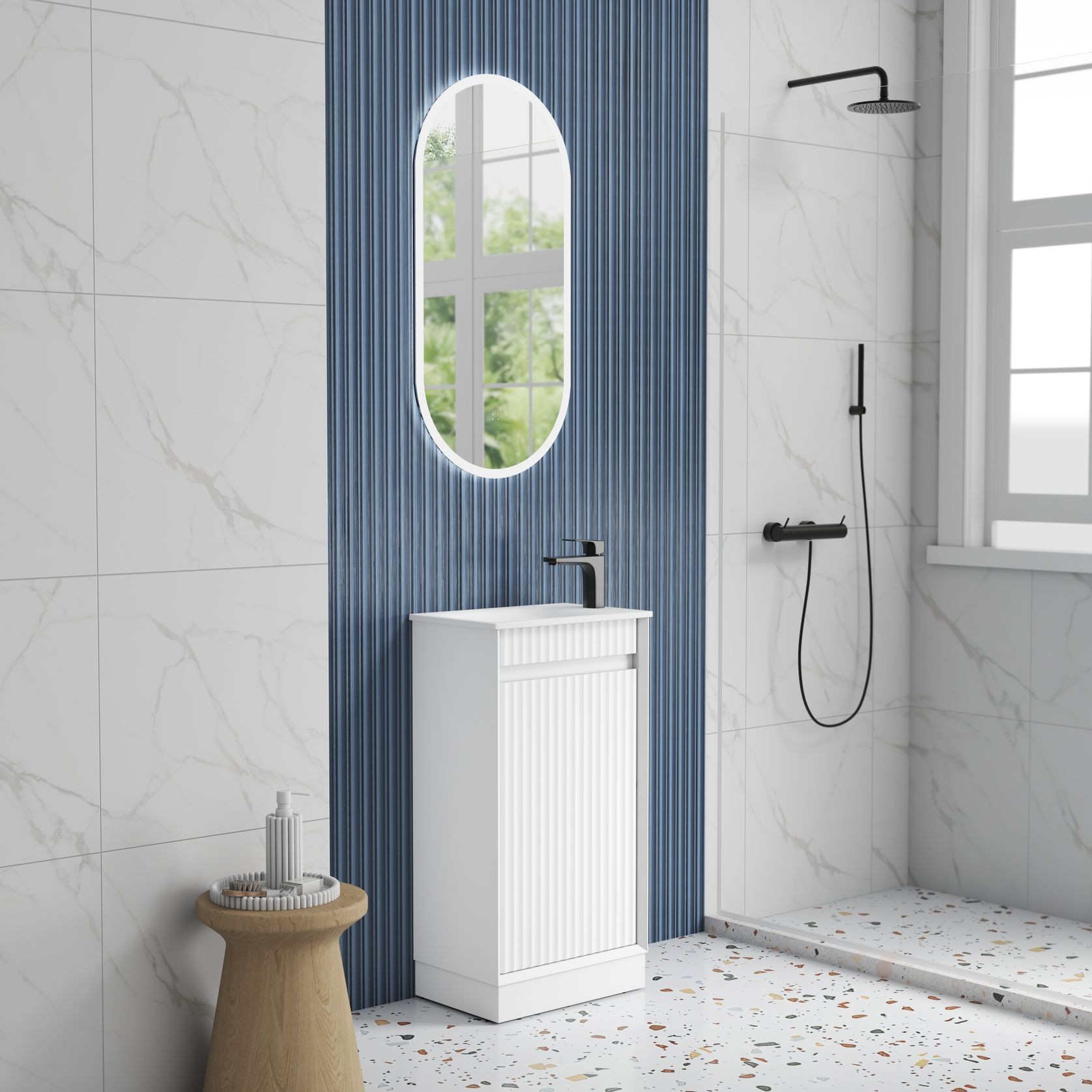 Aulic Mini Ravia Floor Standing Matte White Cabinet gallery detail image
