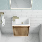 Aulic Mini Ravia Fluted Wall Hung Harvest Oak Cabinet gallery detail image