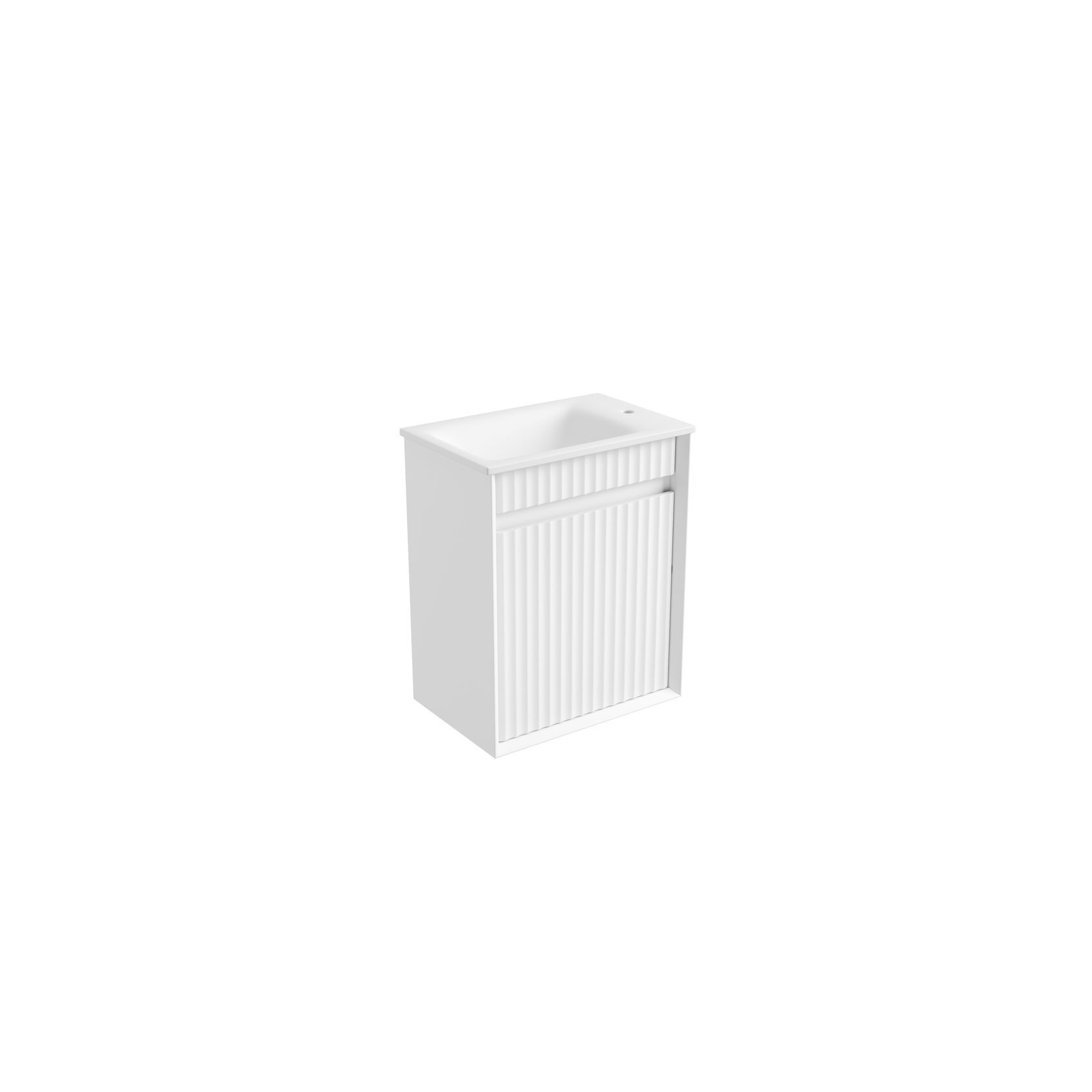 Aulic Mini Ravia Fluted Wall Hung Matte White Cabinet gallery detail image