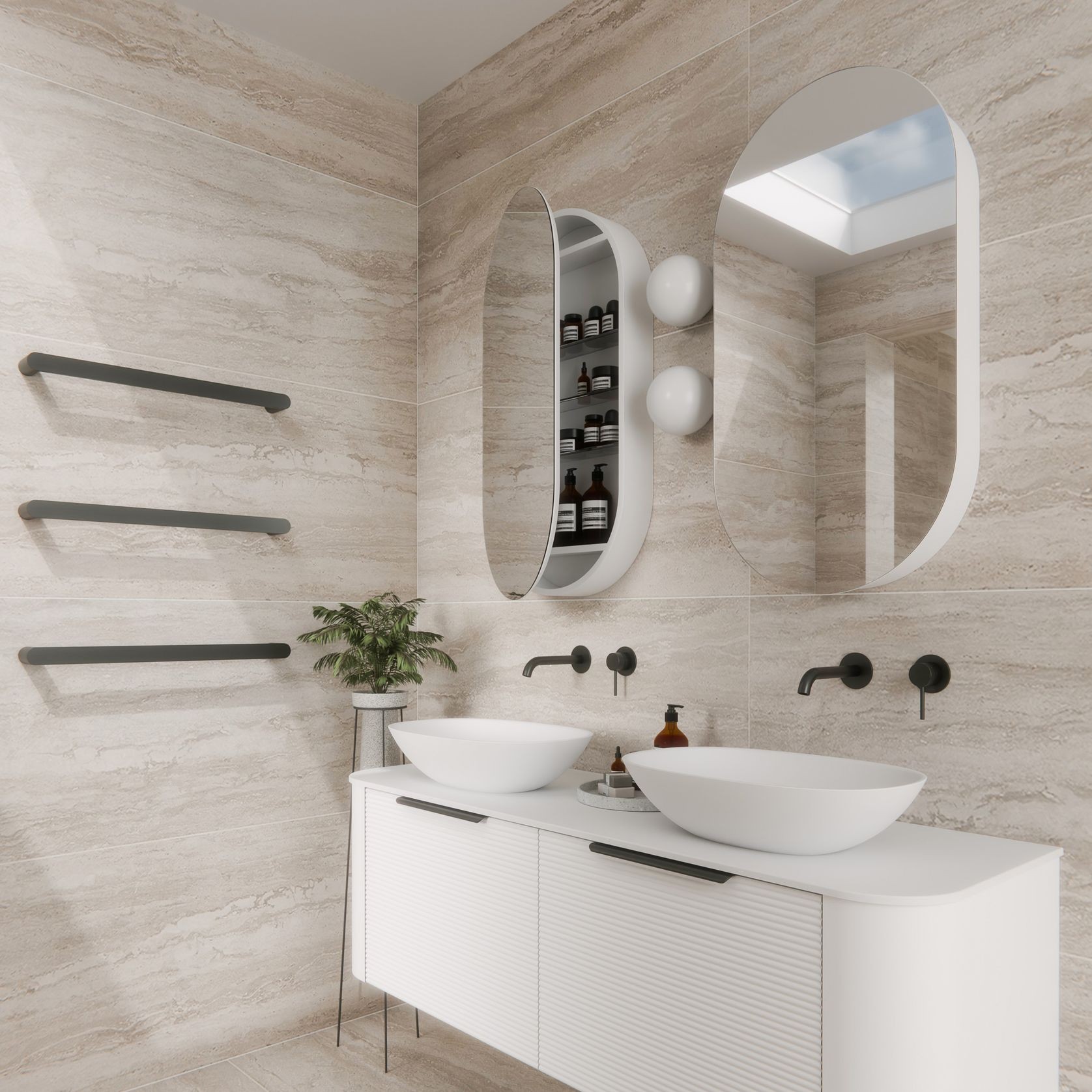 Code Neo Oval Round Mirror Cabinet 500 X 950mm gallery detail image