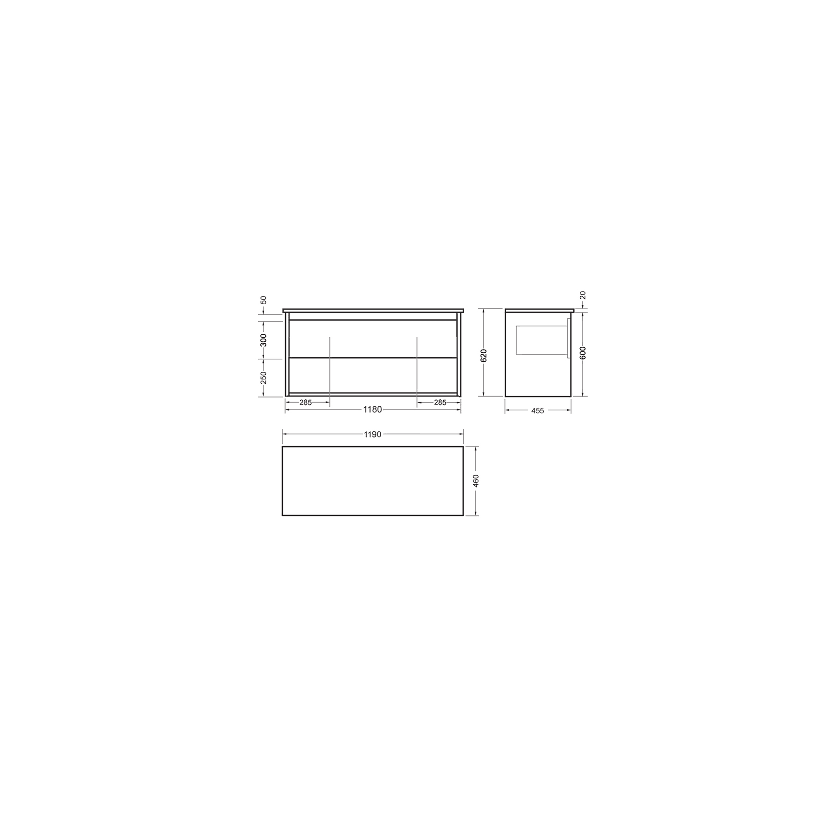 Pettine 1500 Double Bowl 4 Drawer Wall Vanity gallery detail image