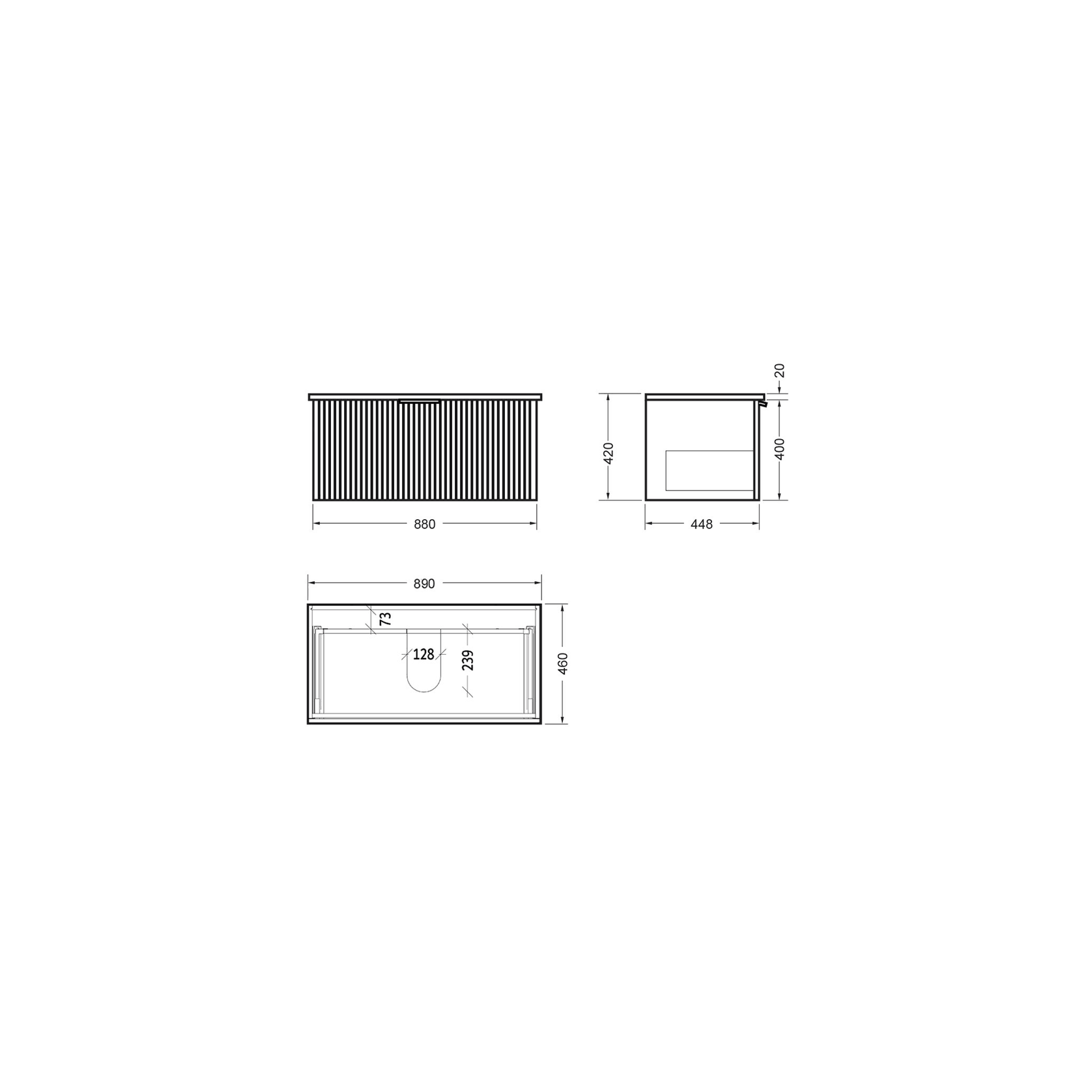 Pettine 900 Single Centre Bowl Wall Vanity gallery detail image