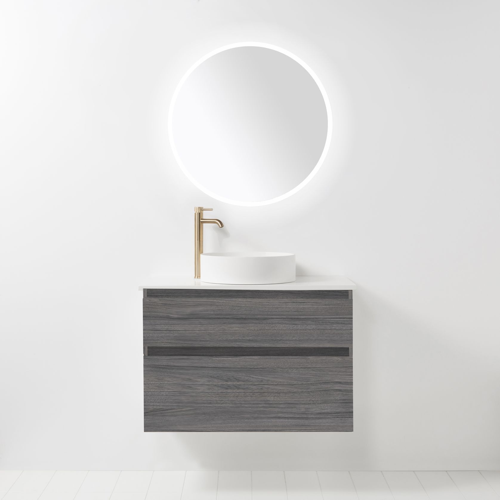 Soft Solid Slim Wall-Hung Vanity, 2 Drawers gallery detail image